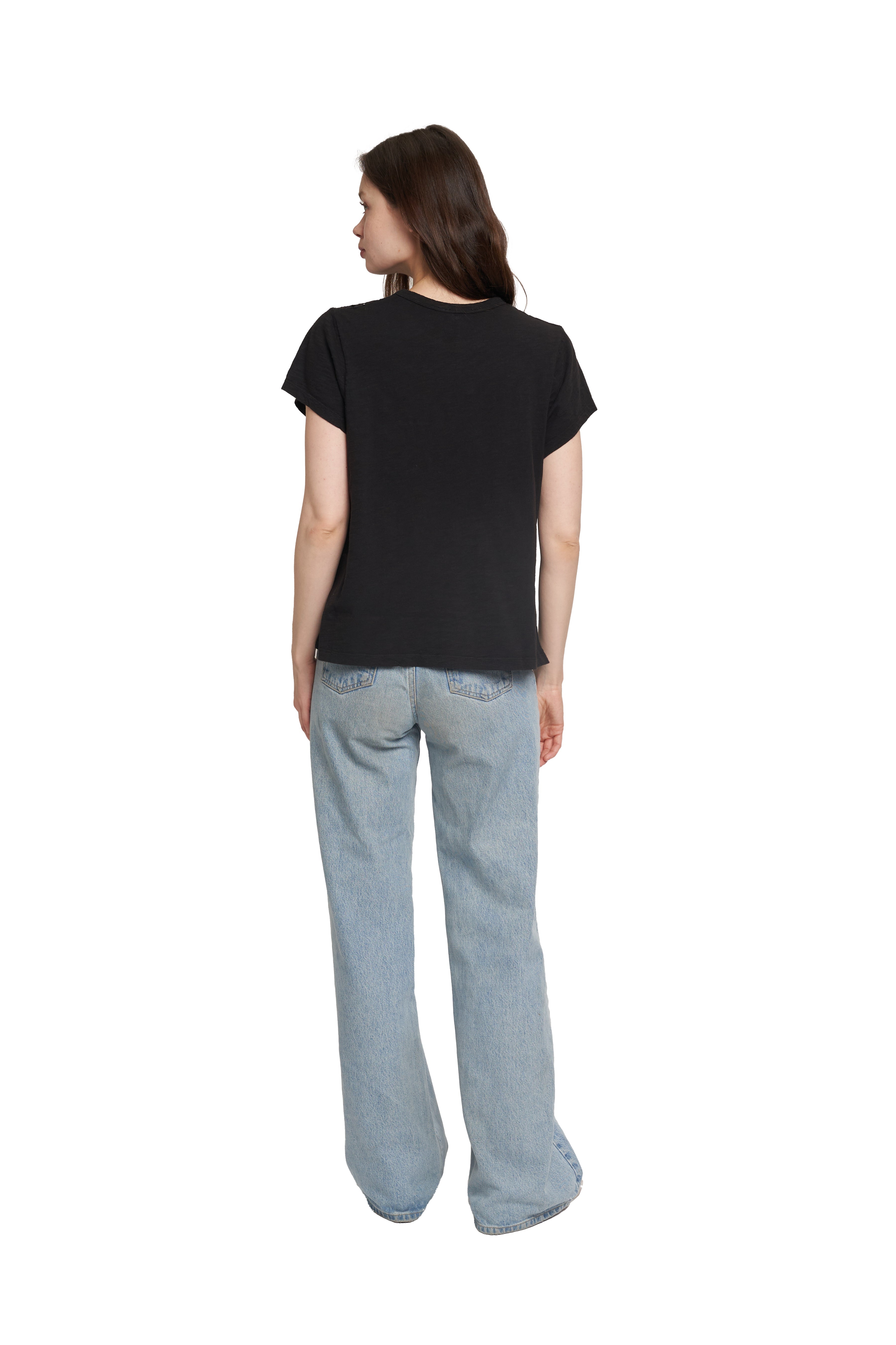 Easy Short Sleeve Crew Lace Yoke