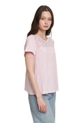 Easy Short Sleeve Crew Lace Yoke