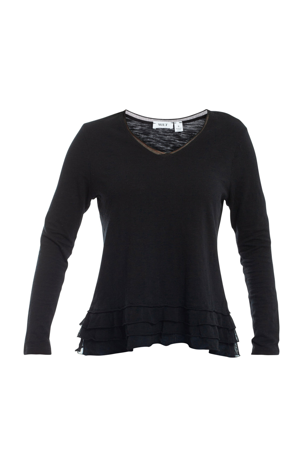 V-Neck Mixed Media Long Sleeve