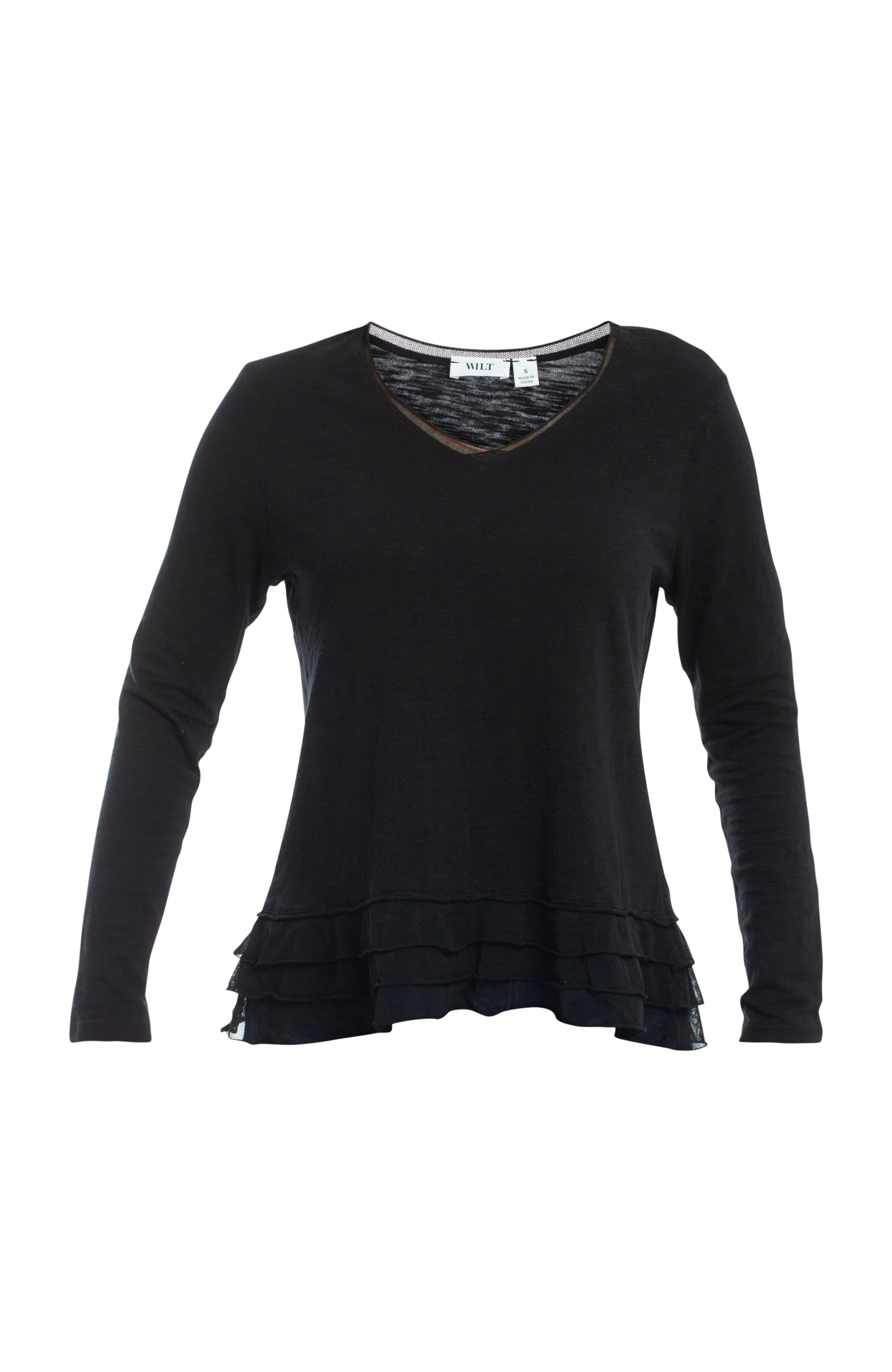 V-Neck Mixed Media Long Sleeve