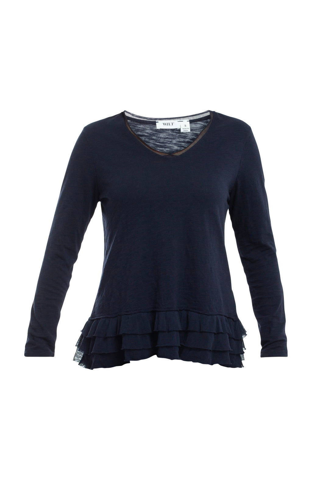 V-Neck Mixed Media Long Sleeve