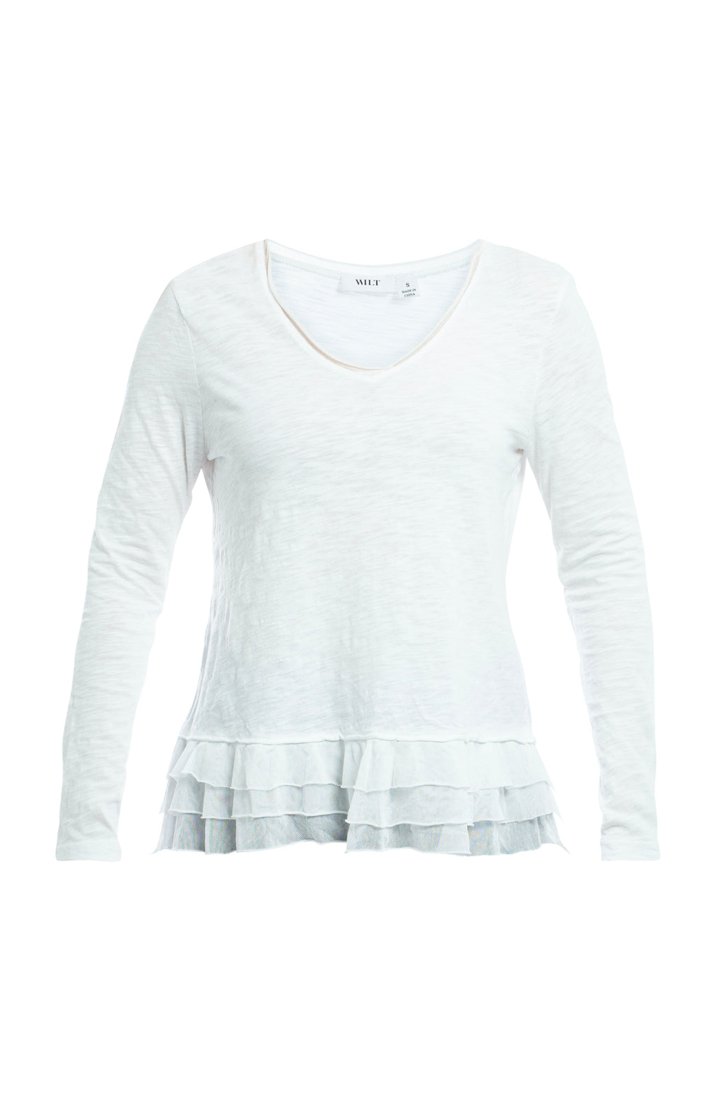 V-Neck Mixed Media Long Sleeve