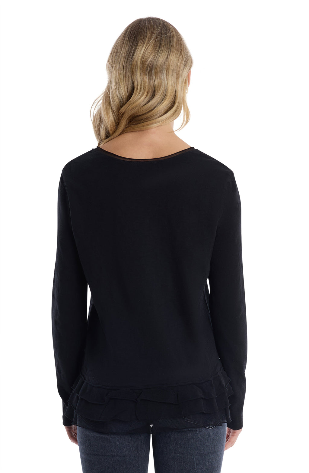 V-Neck Mixed Media Long Sleeve