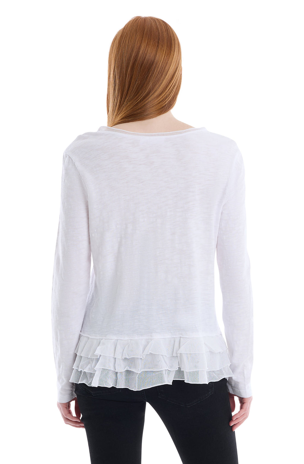 V-Neck Mixed Media Long Sleeve