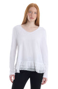 V-Neck Mixed Media Long Sleeve