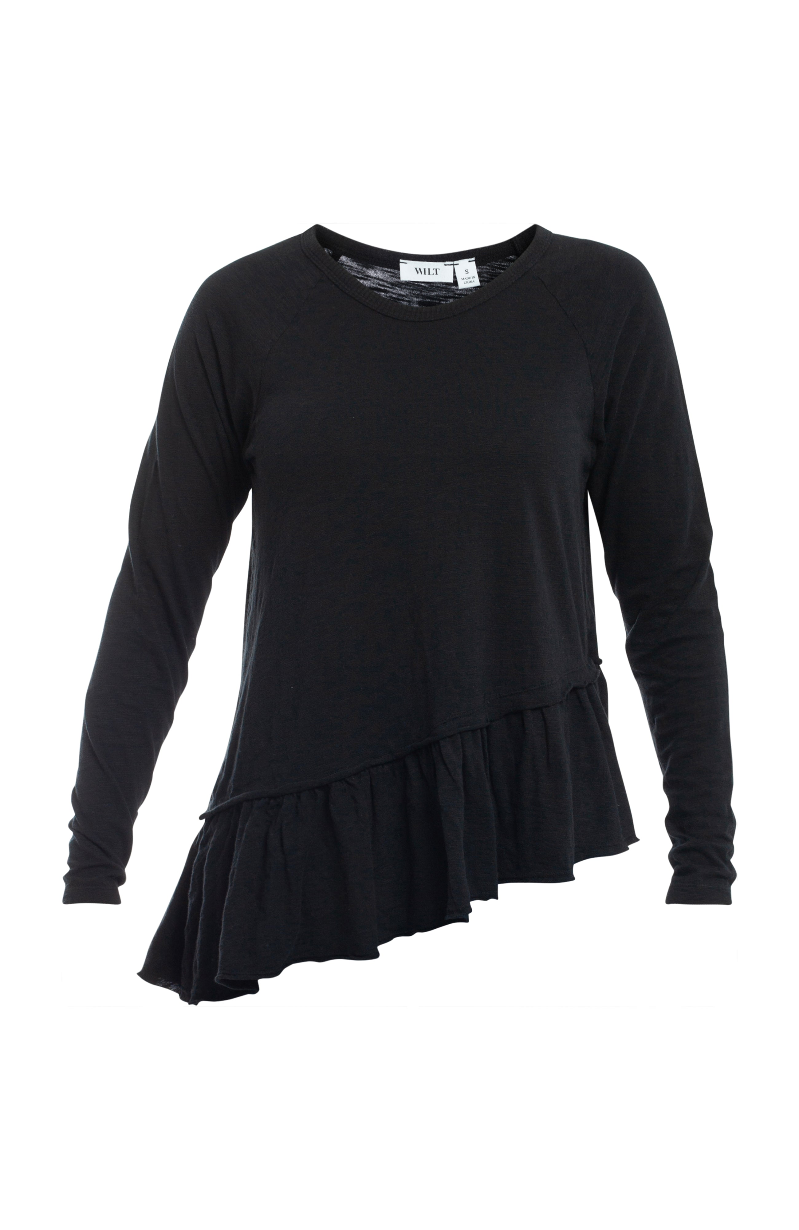 Raglan Long Sleeve Asymmetric Peplum