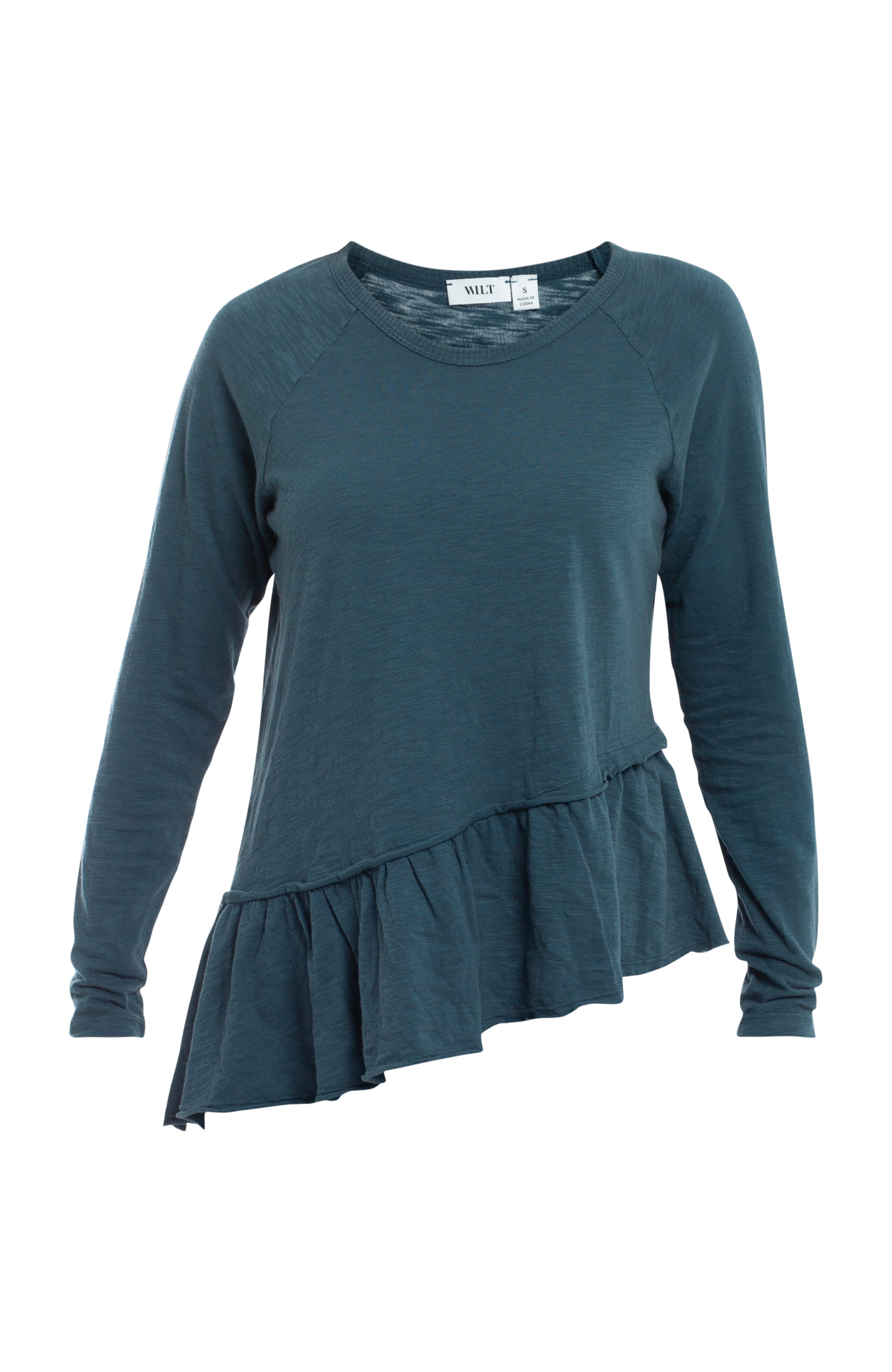 Raglan Long Sleeve Asymmetric Peplum