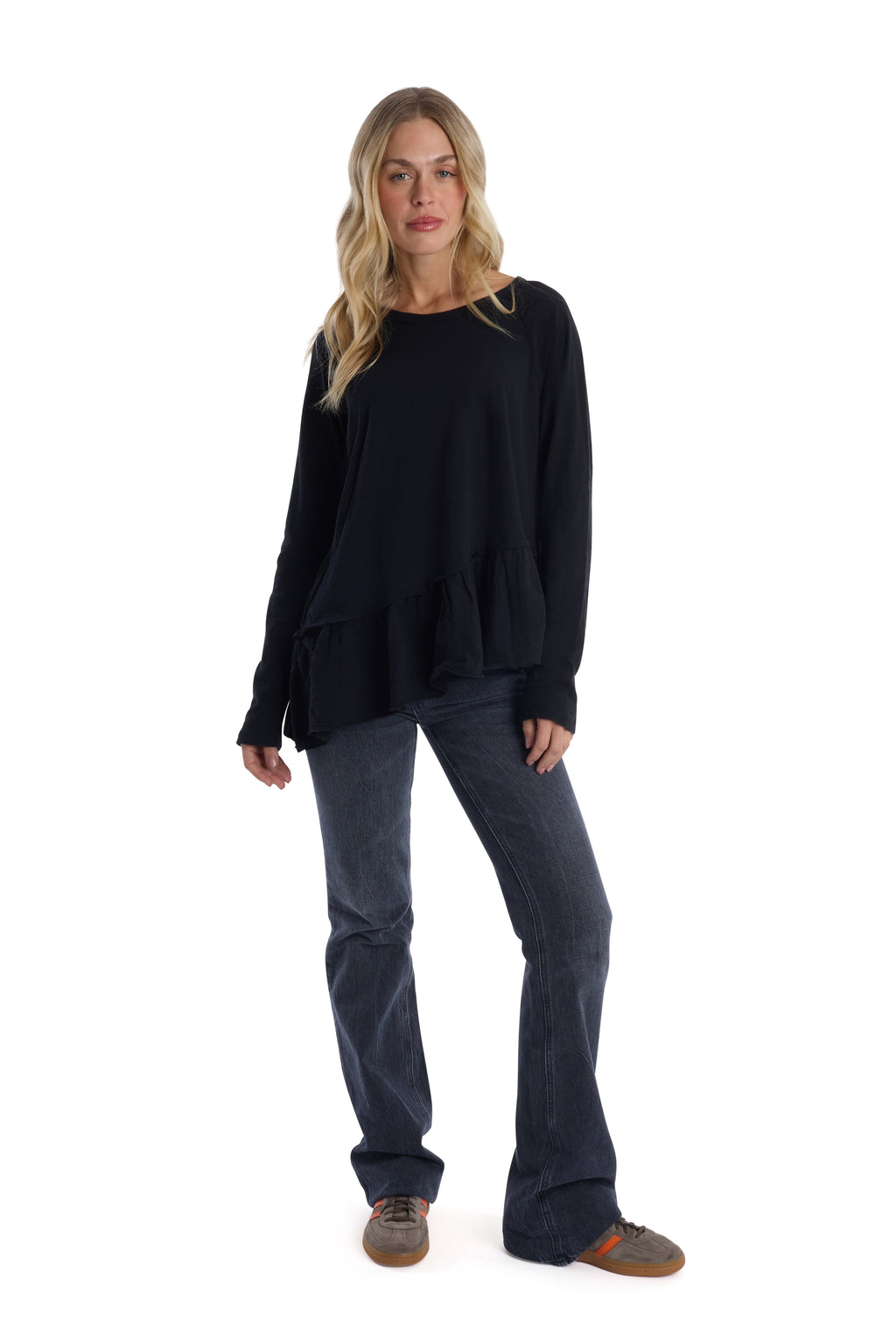 Raglan Long Sleeve Asymmetric Peplum