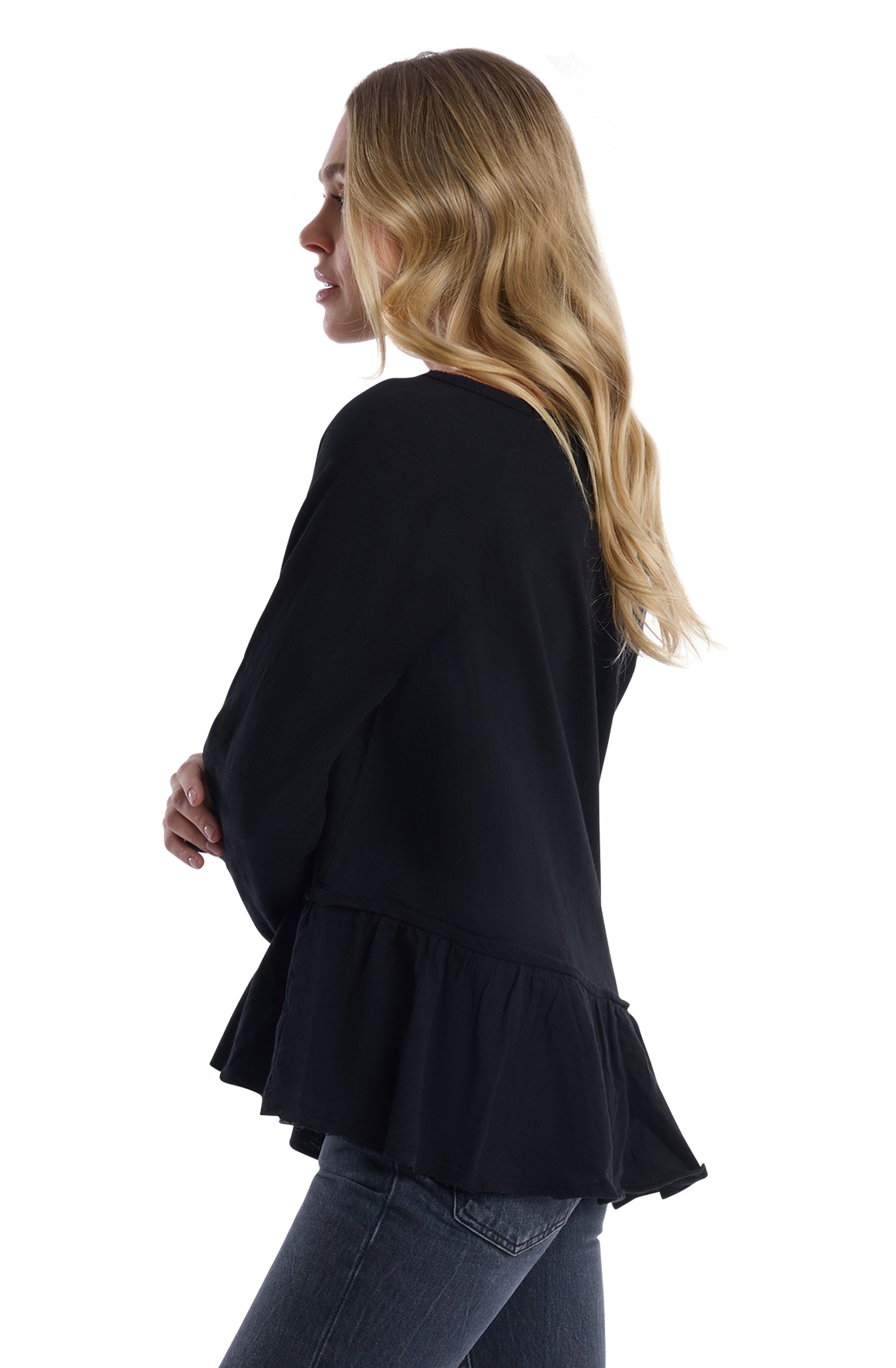 Raglan Long Sleeve Asymmetric Peplum