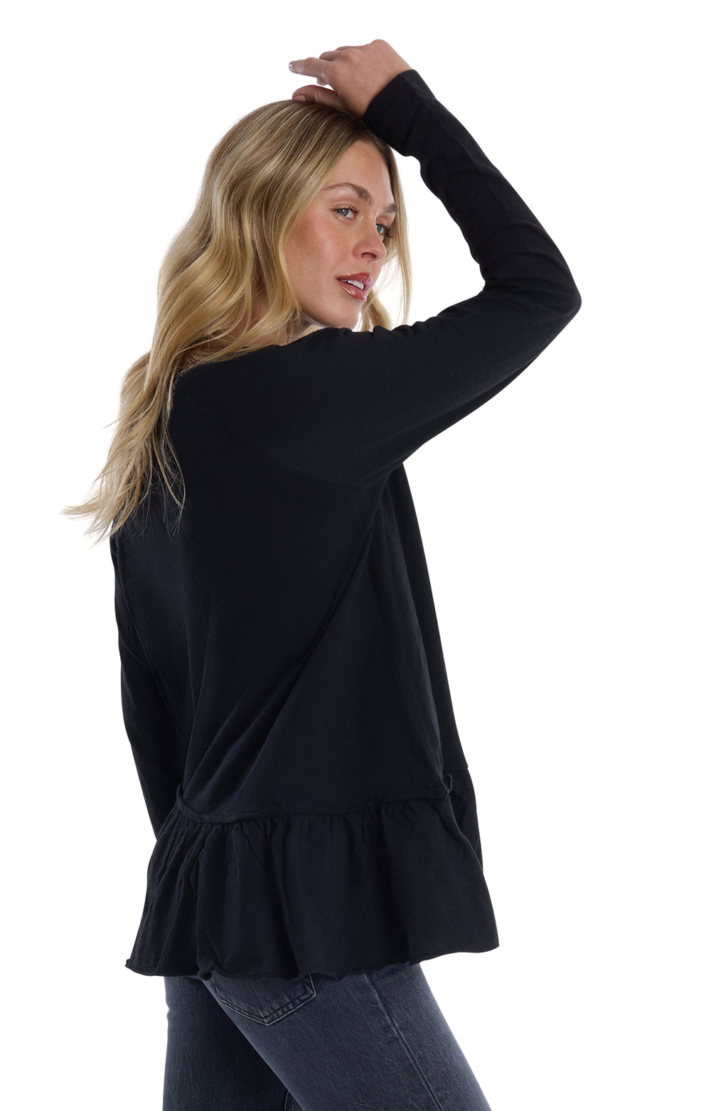 Raglan Long Sleeve Asymmetric Peplum