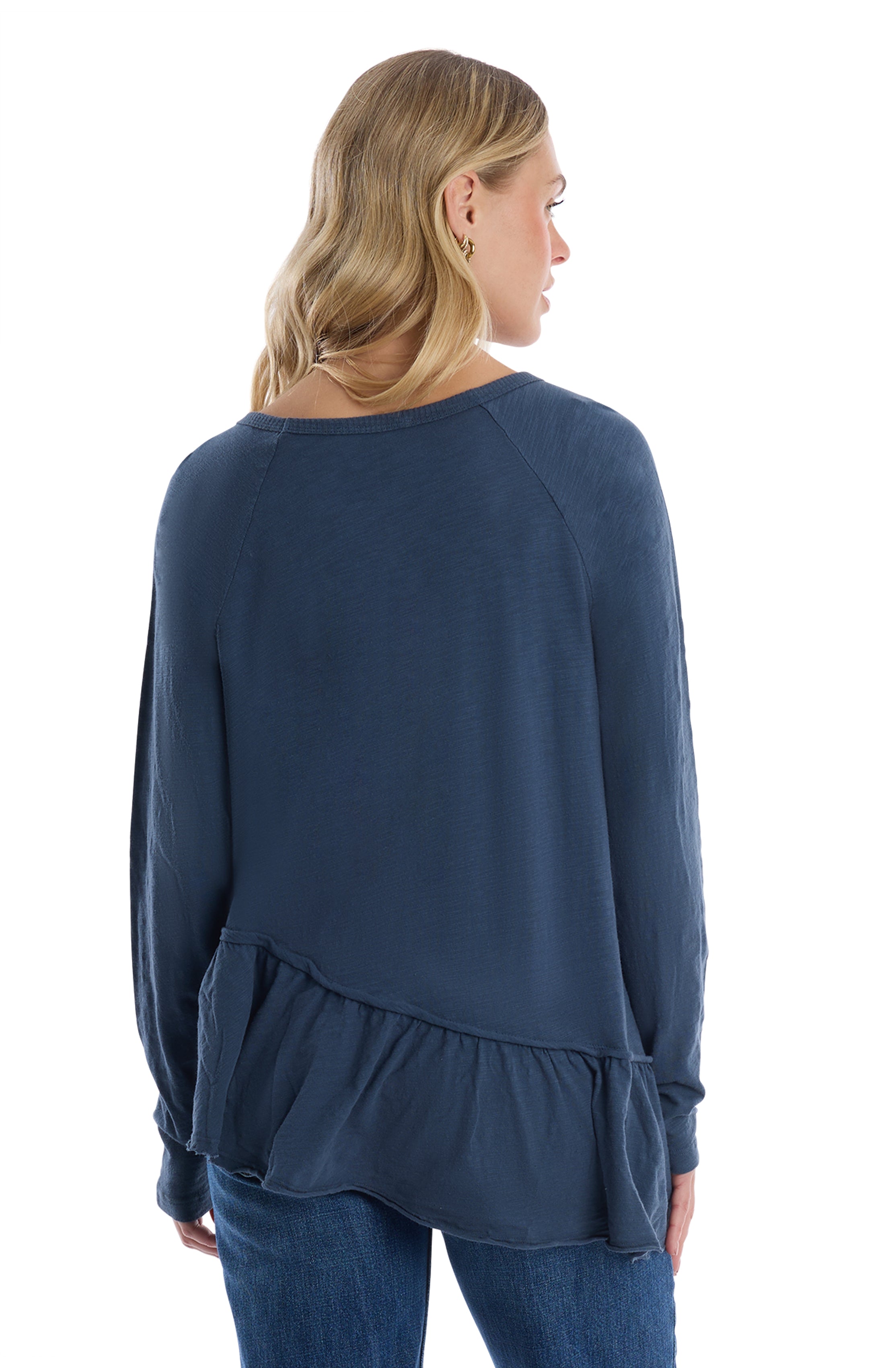 Raglan Long Sleeve Asymmetric Peplum