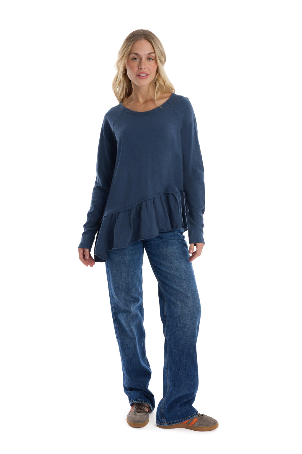 Raglan Long Sleeve Asymmetric Peplum