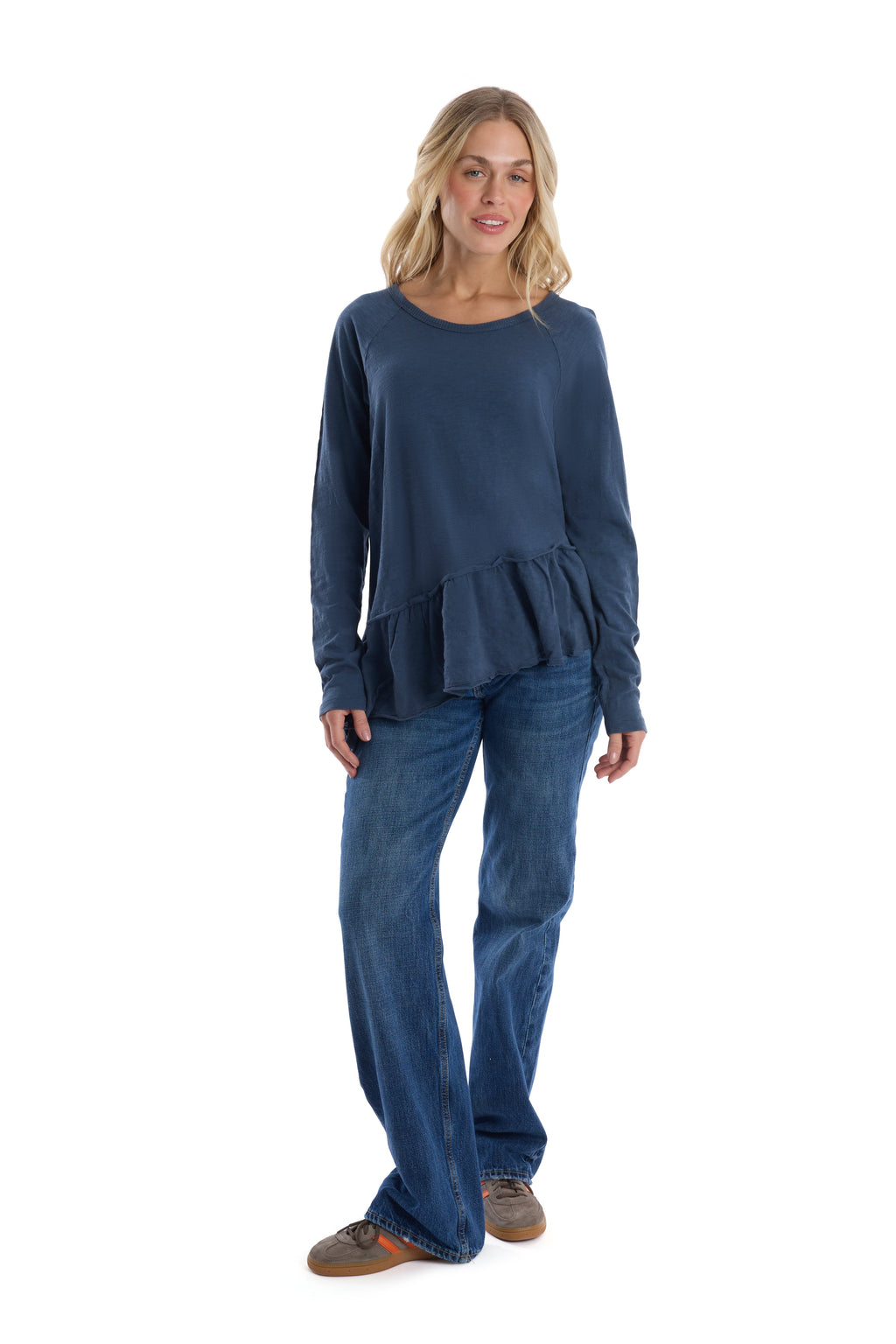 Raglan Long Sleeve Asymmetric Peplum