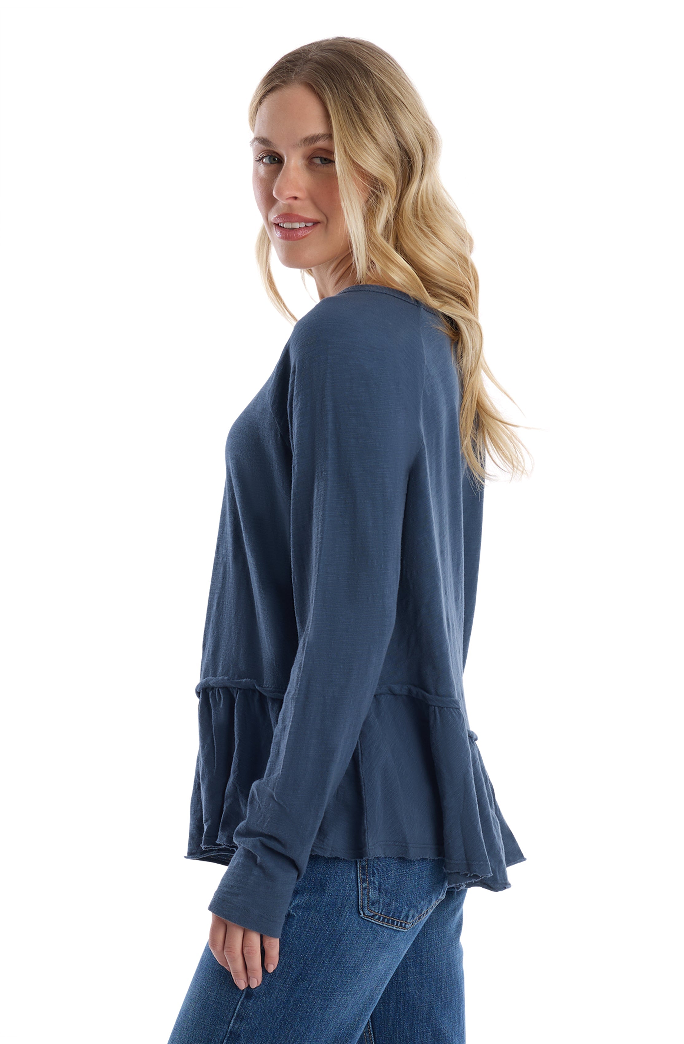 Raglan Long Sleeve Asymmetric Peplum