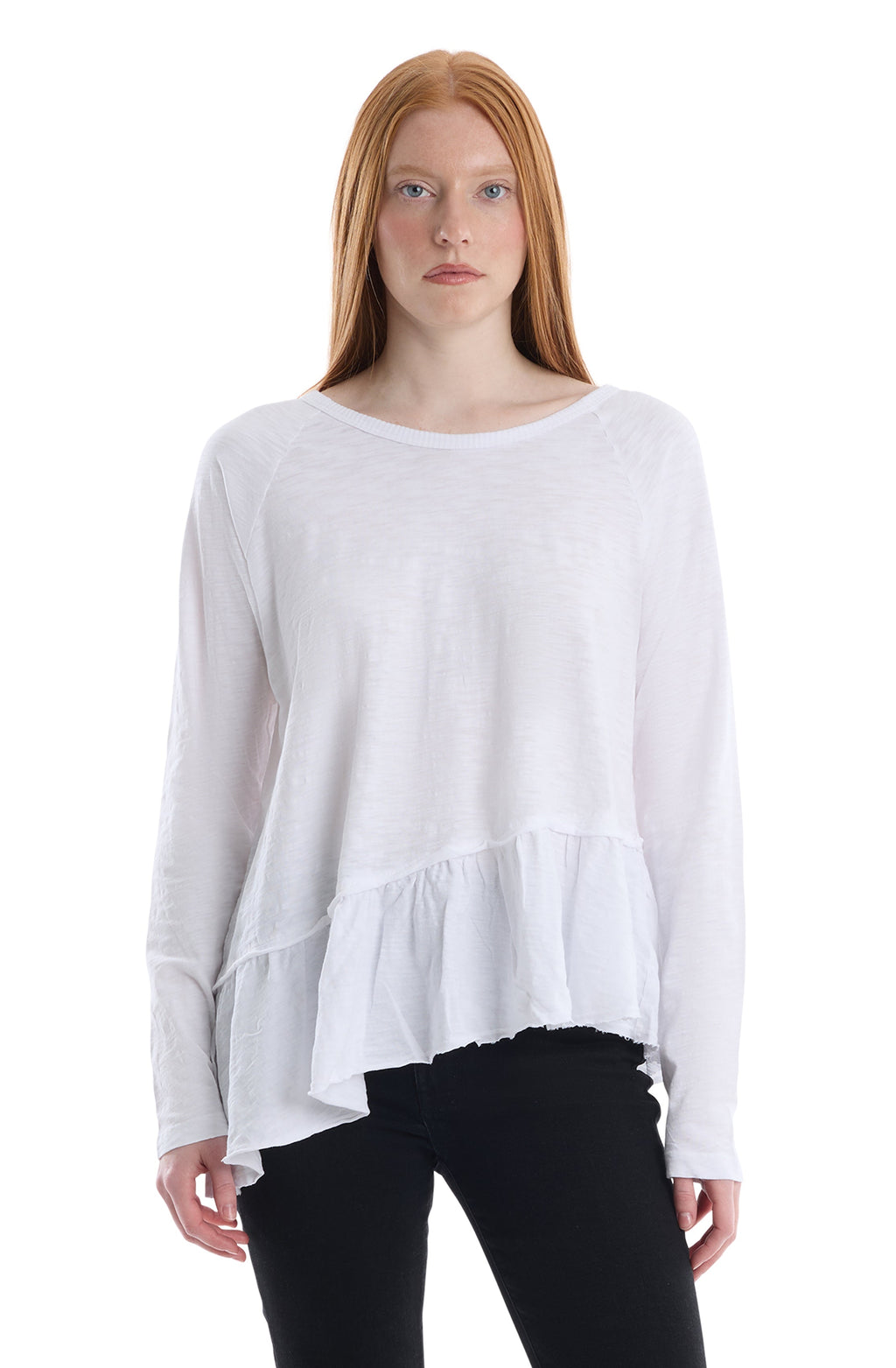 Raglan Long Sleeve Asymmetric Peplum