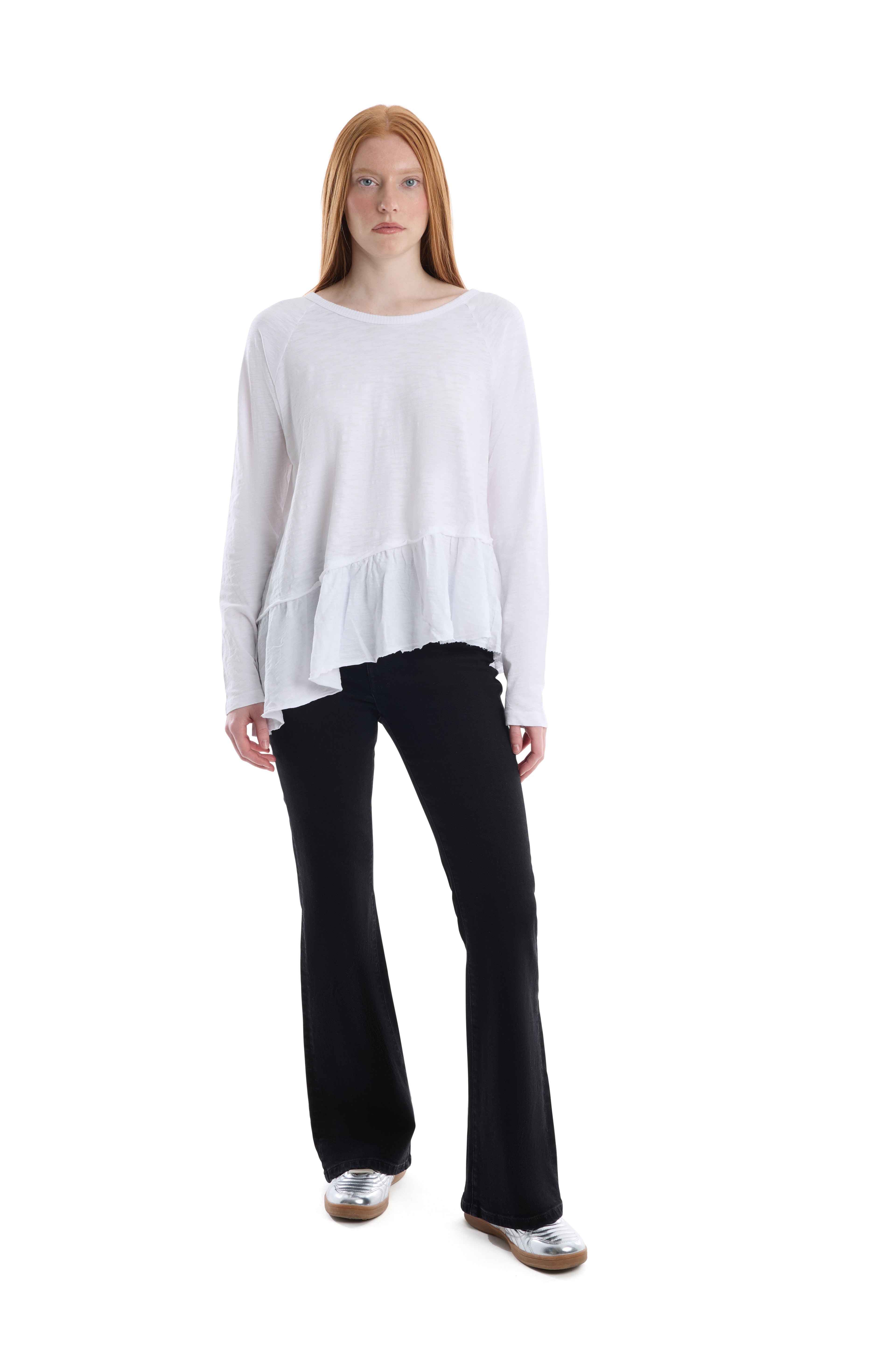 Raglan Long Sleeve Asymmetric Peplum