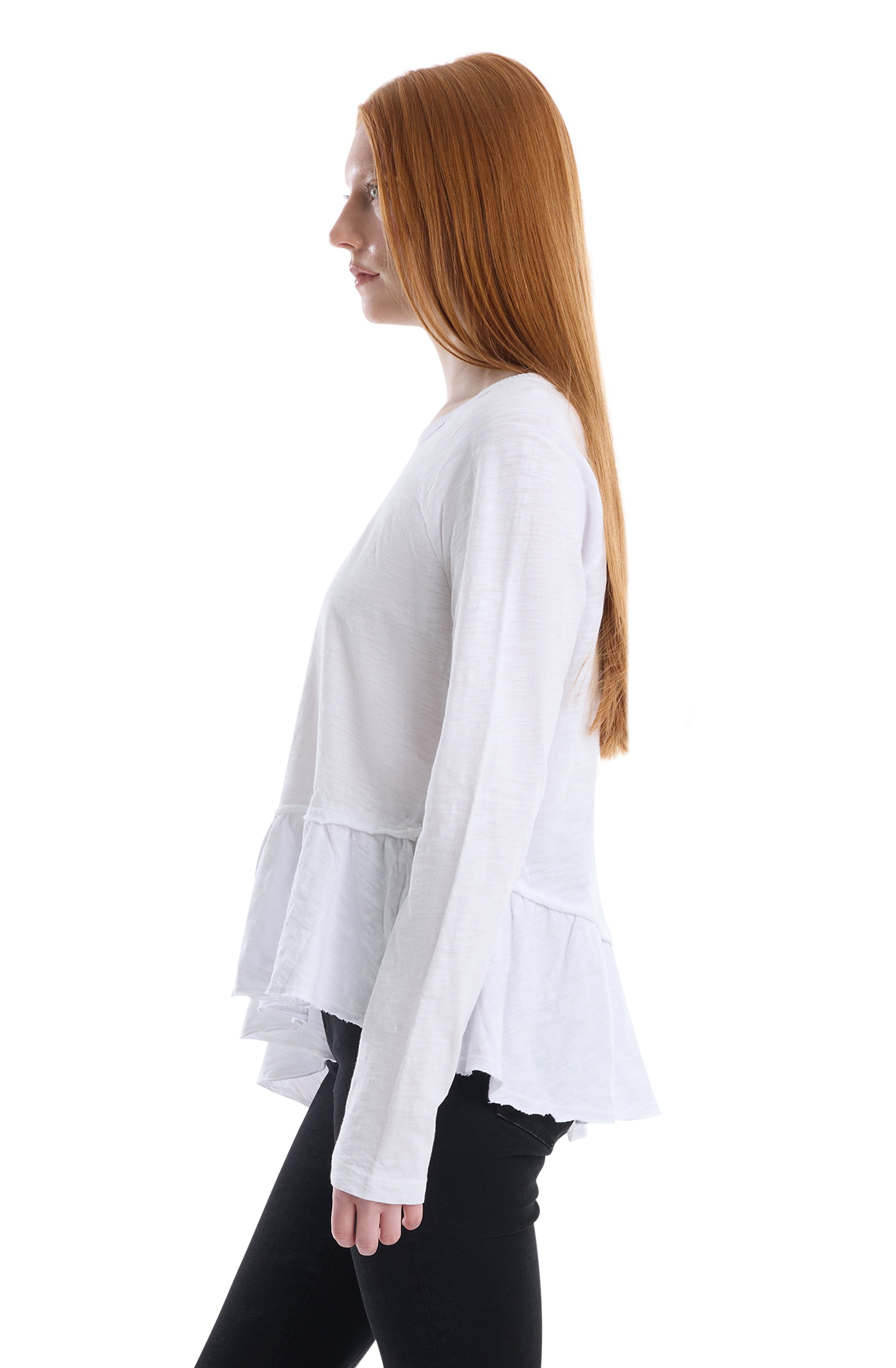 Raglan Long Sleeve Asymmetric Peplum