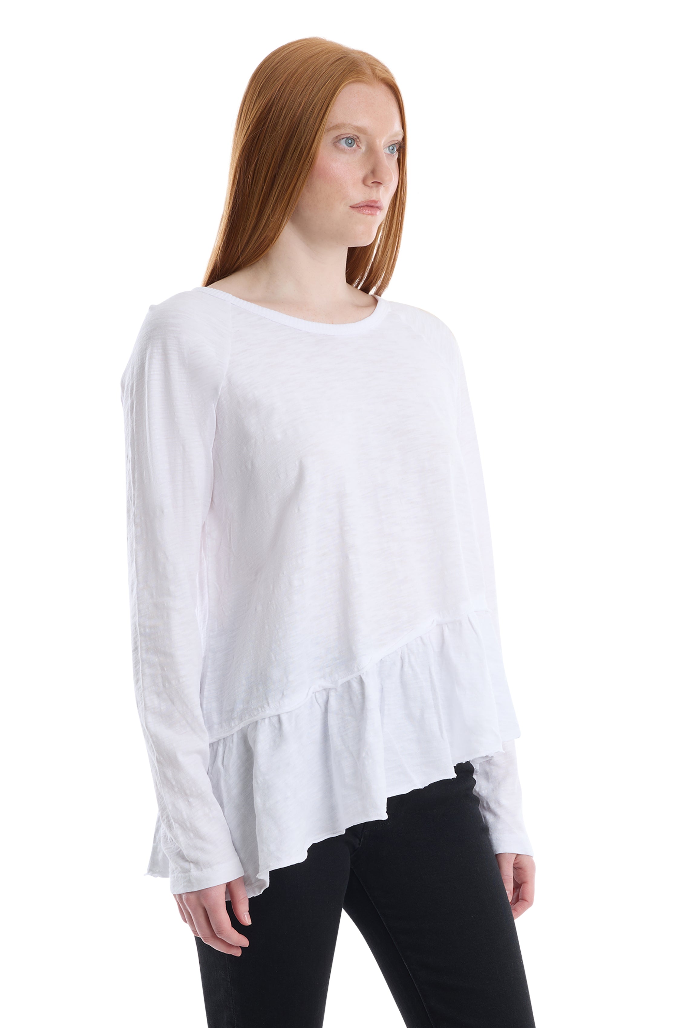 Raglan Long Sleeve Asymmetric Peplum