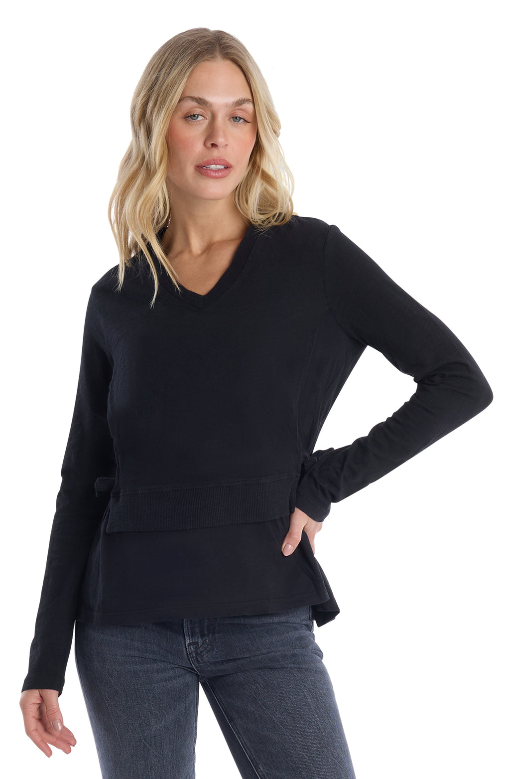 Mixed Media Double Layer Long Sleeve