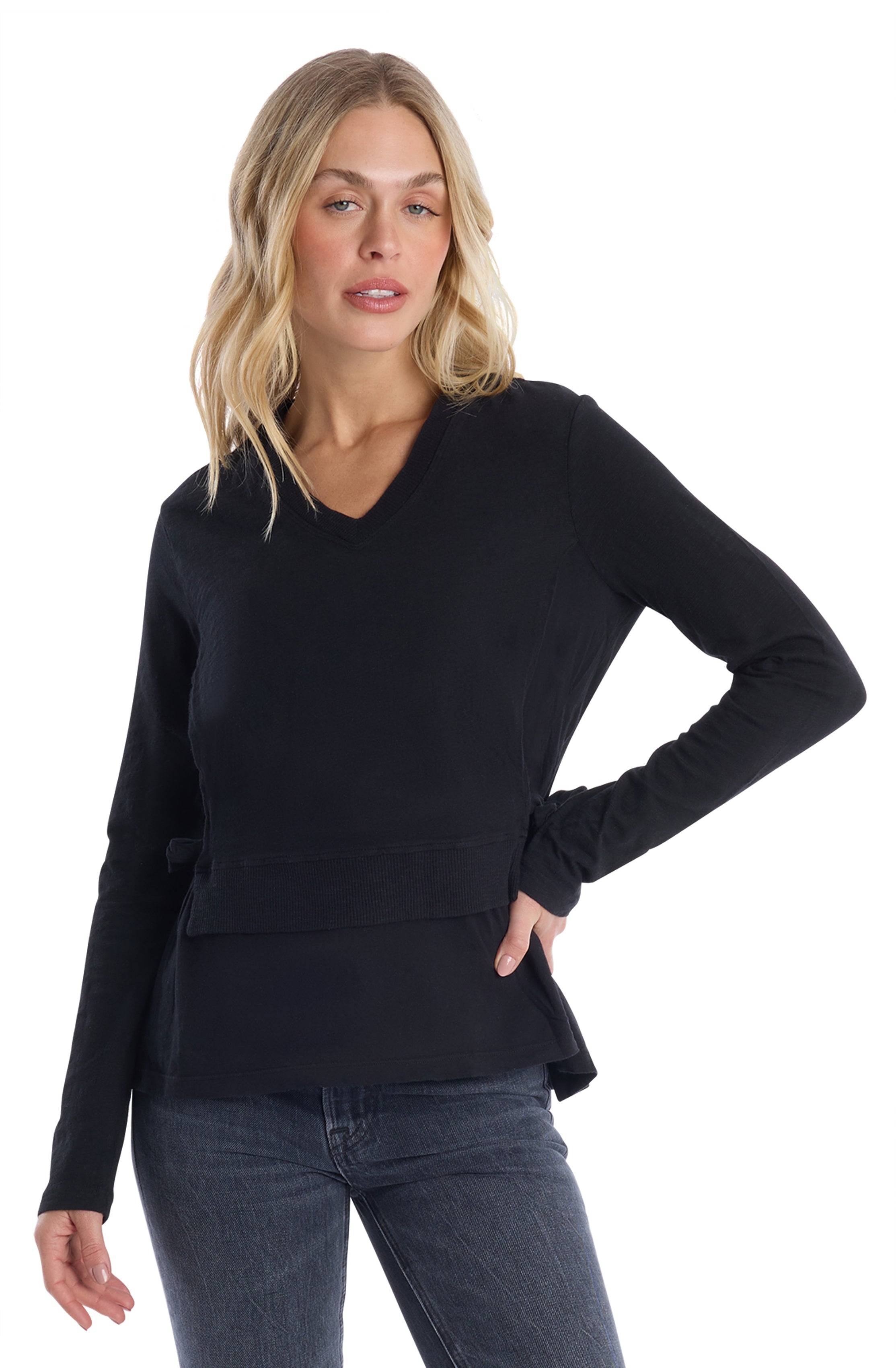 Mixed Media Double Layer Long Sleeve
