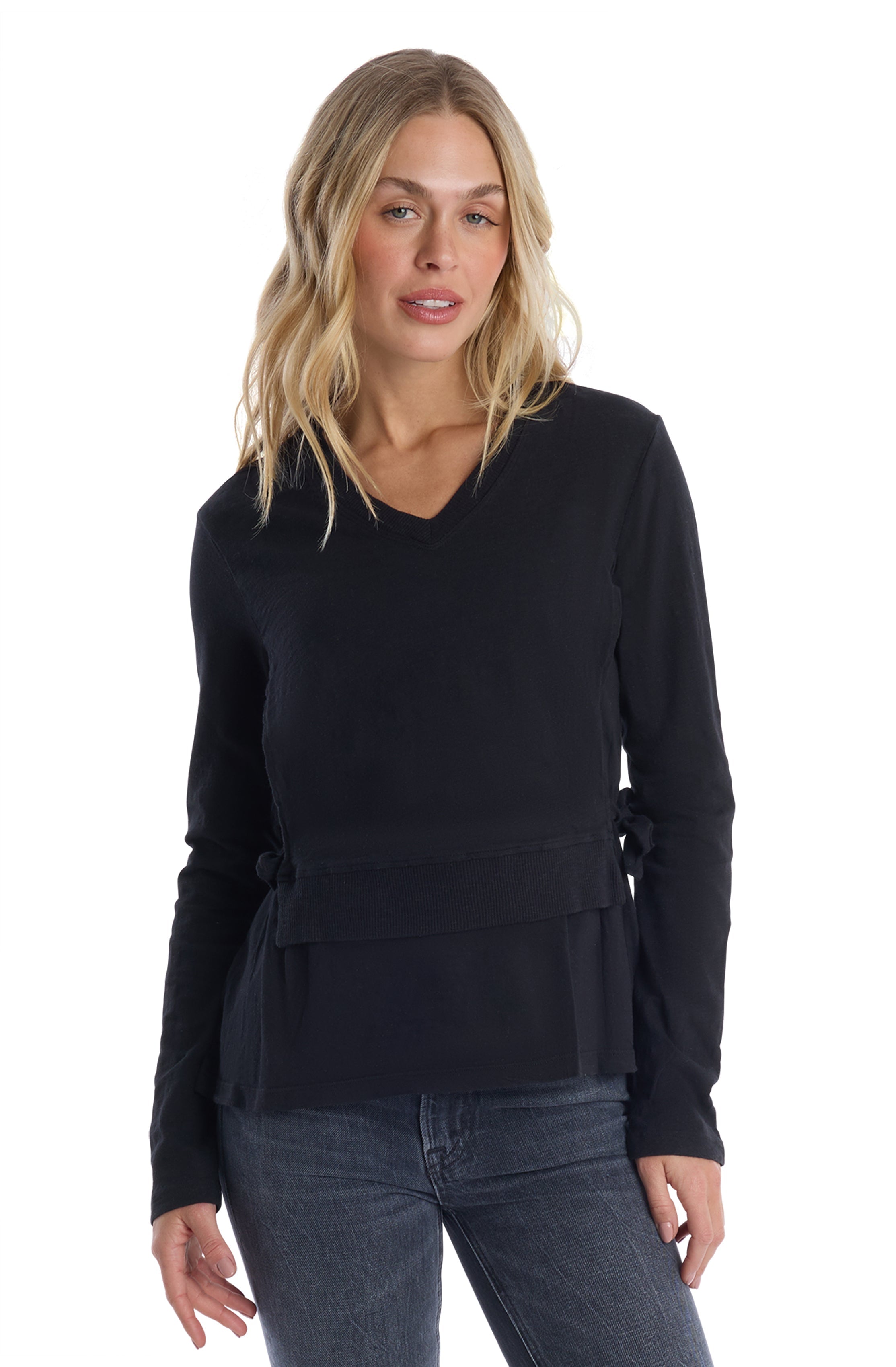 Mixed Media Double Layer Long Sleeve
