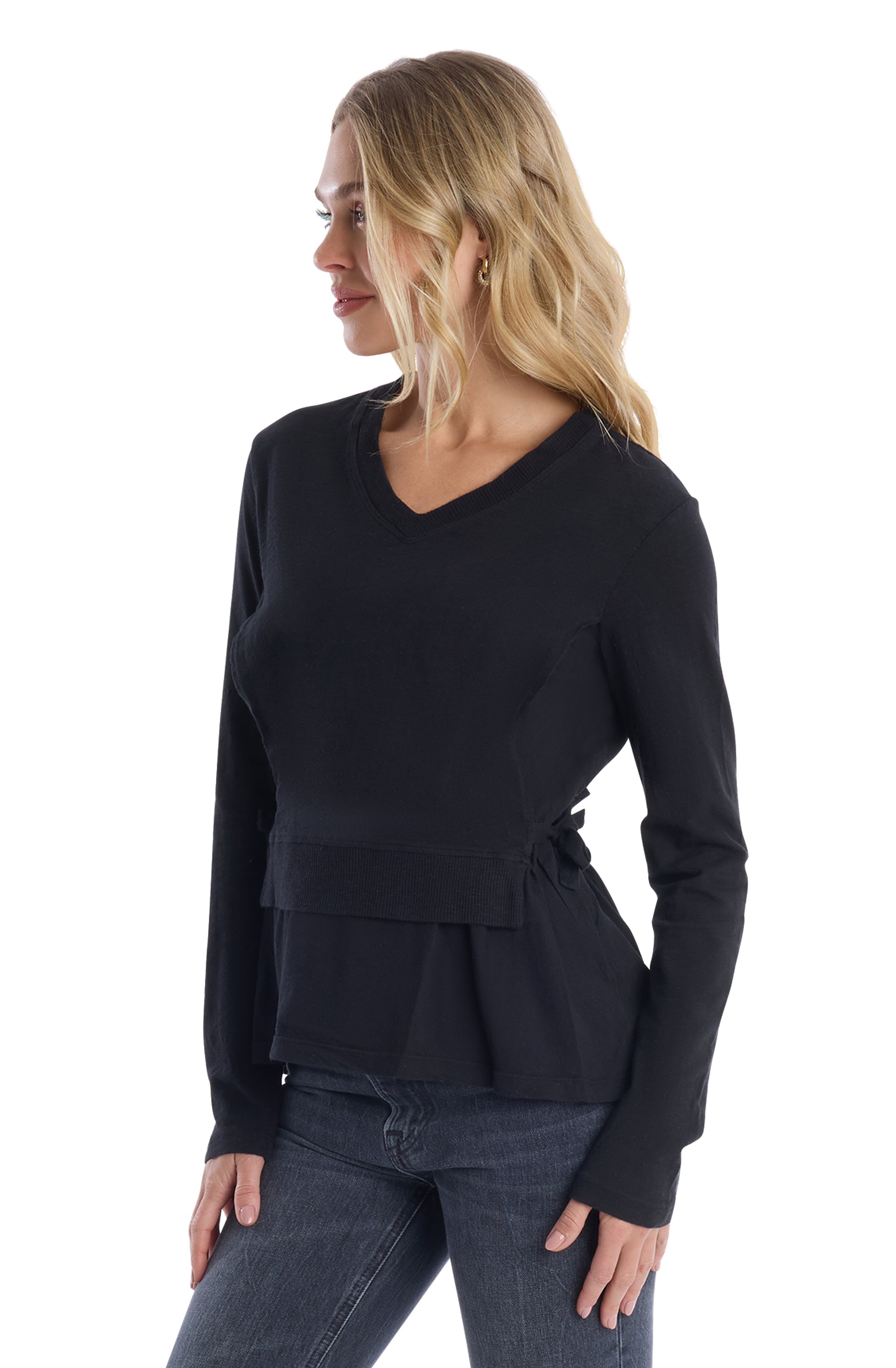 Mixed Media Double Layer Long Sleeve