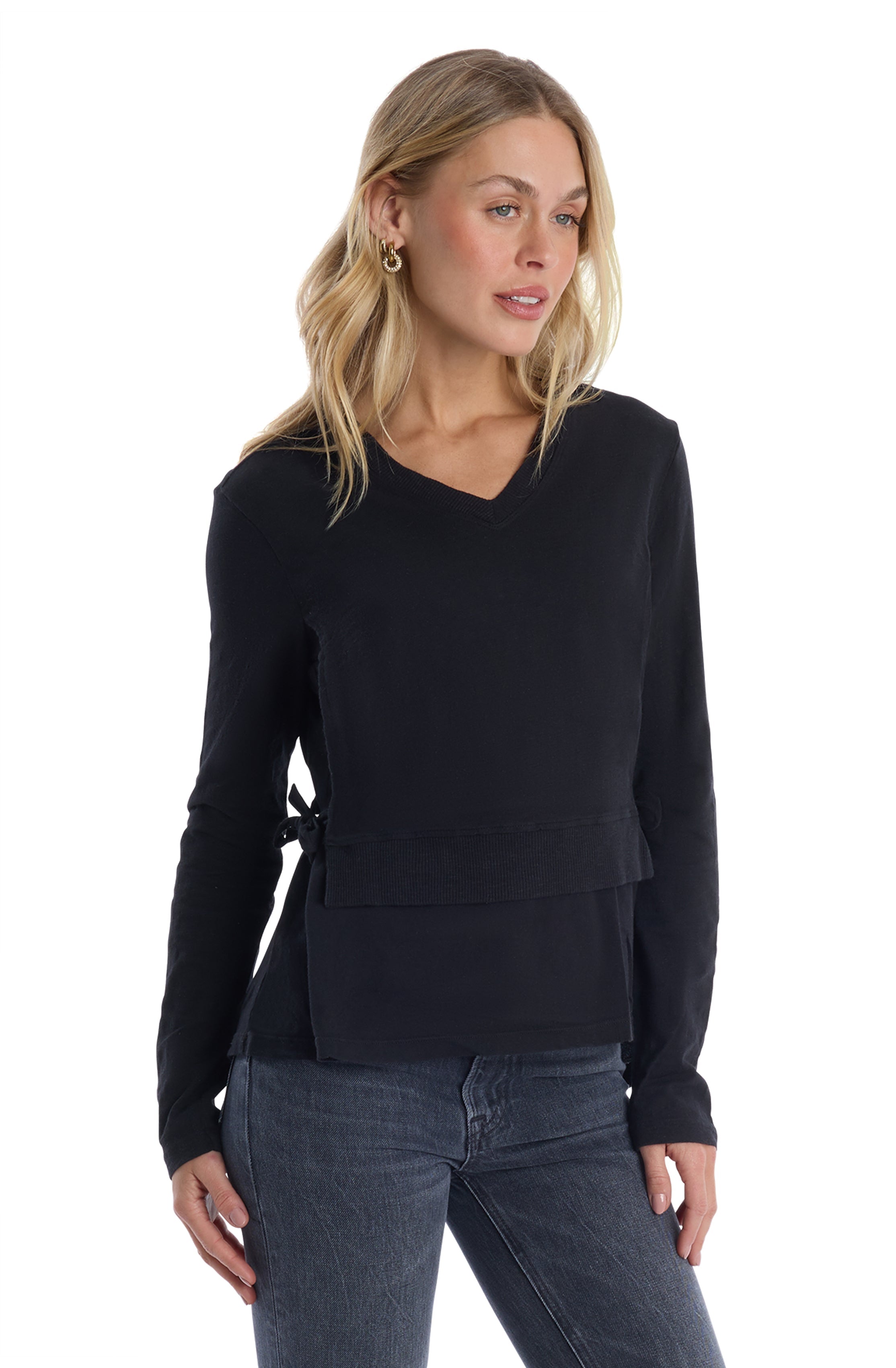Mixed Media Double Layer Long Sleeve