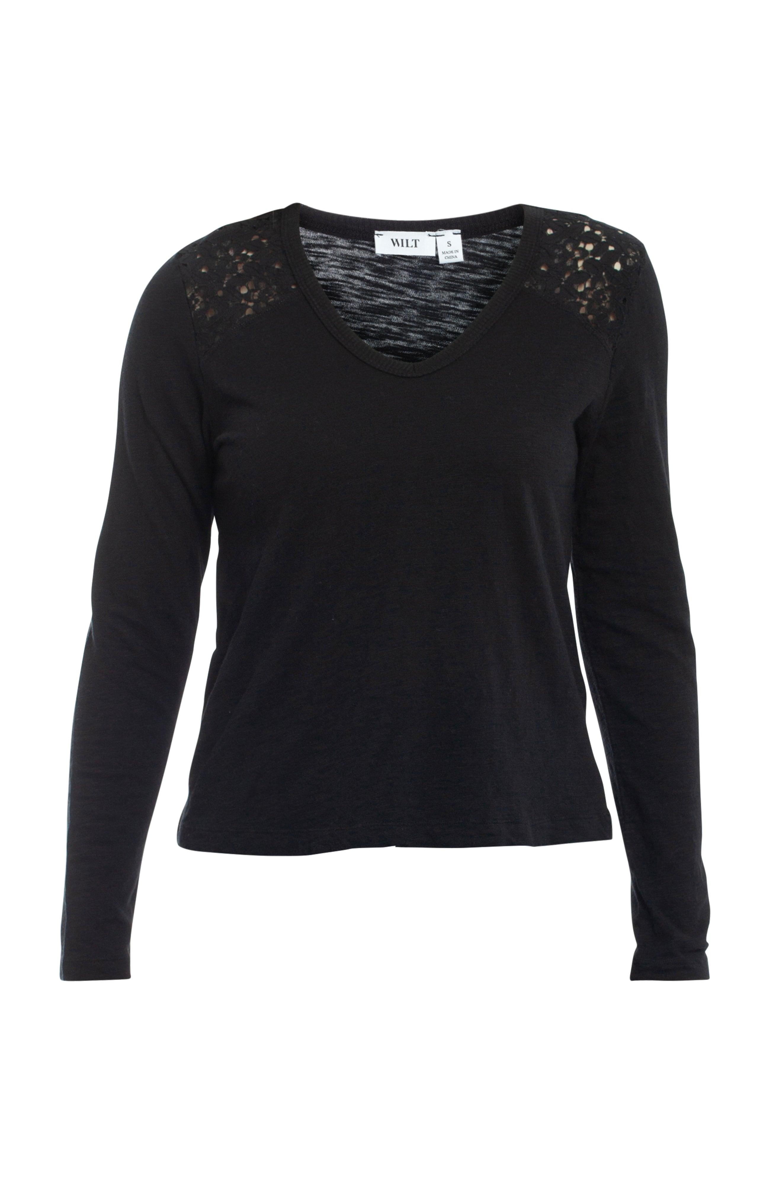 V-Neck Long Sleeve Mixed Media