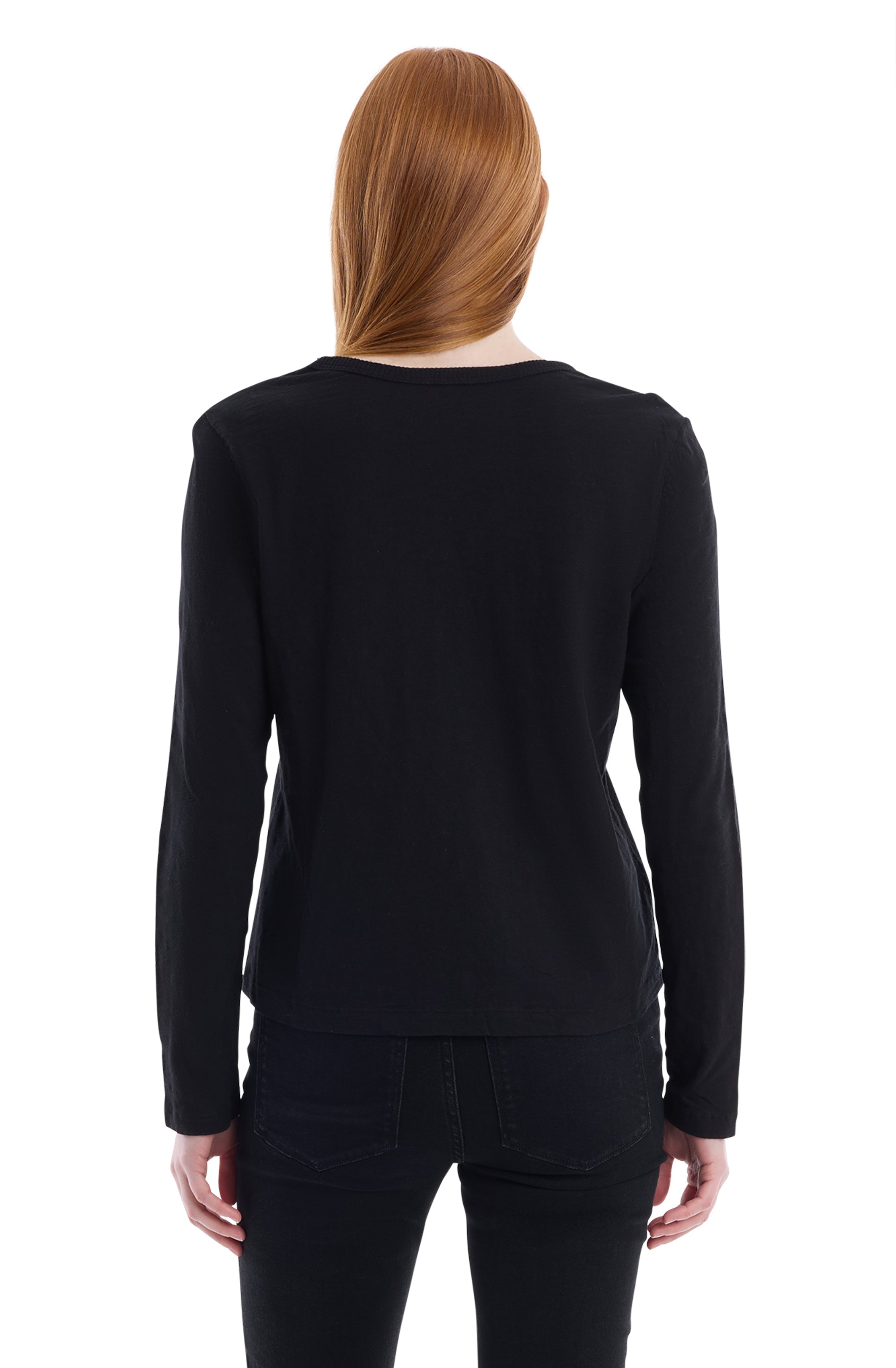 V-Neck Long Sleeve Mixed Media