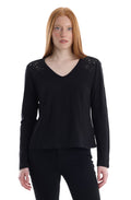 V-Neck Long Sleeve Mixed Media