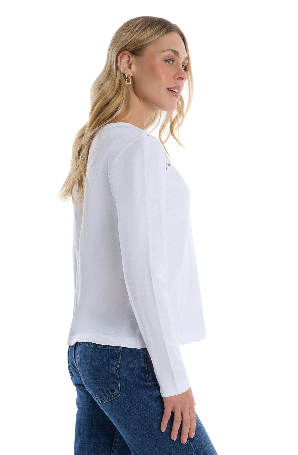 V-Neck Long Sleeve Mixed Media