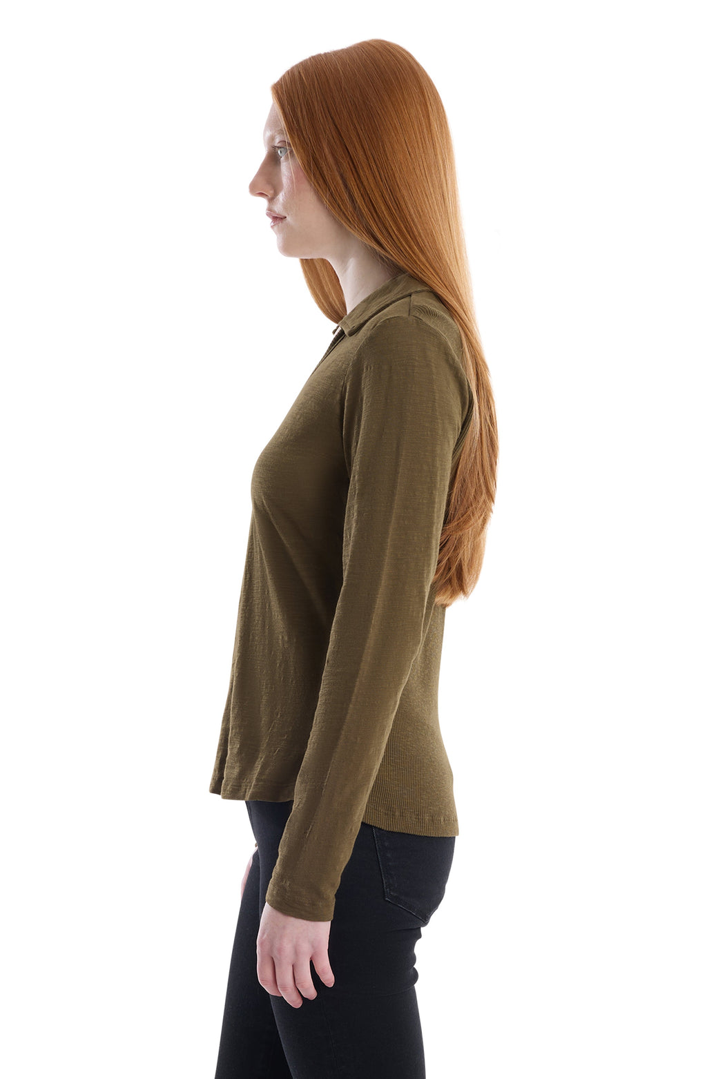 Scoop Neck Long Sleeve Polo