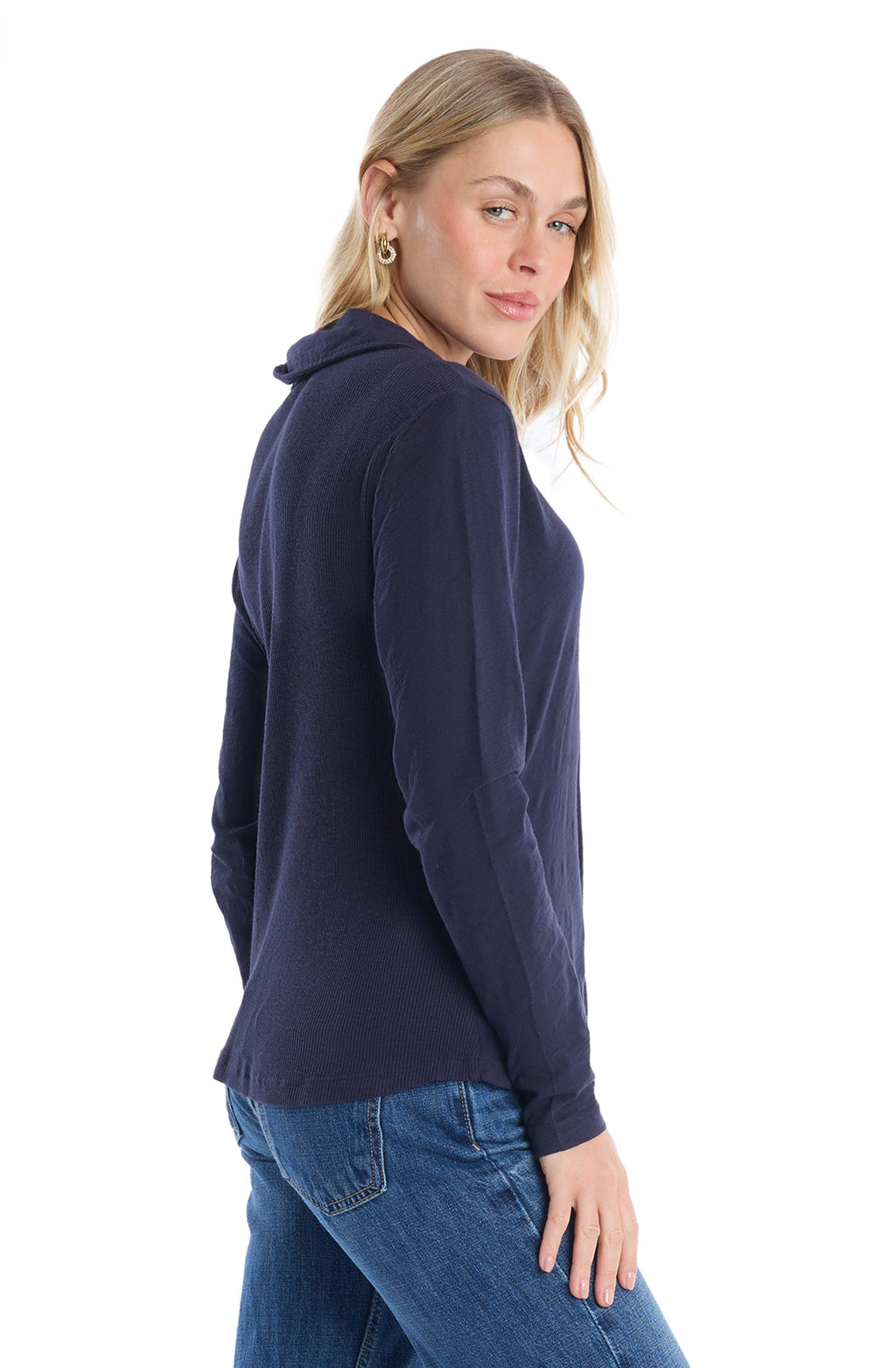 Scoop Neck Long Sleeve Polo