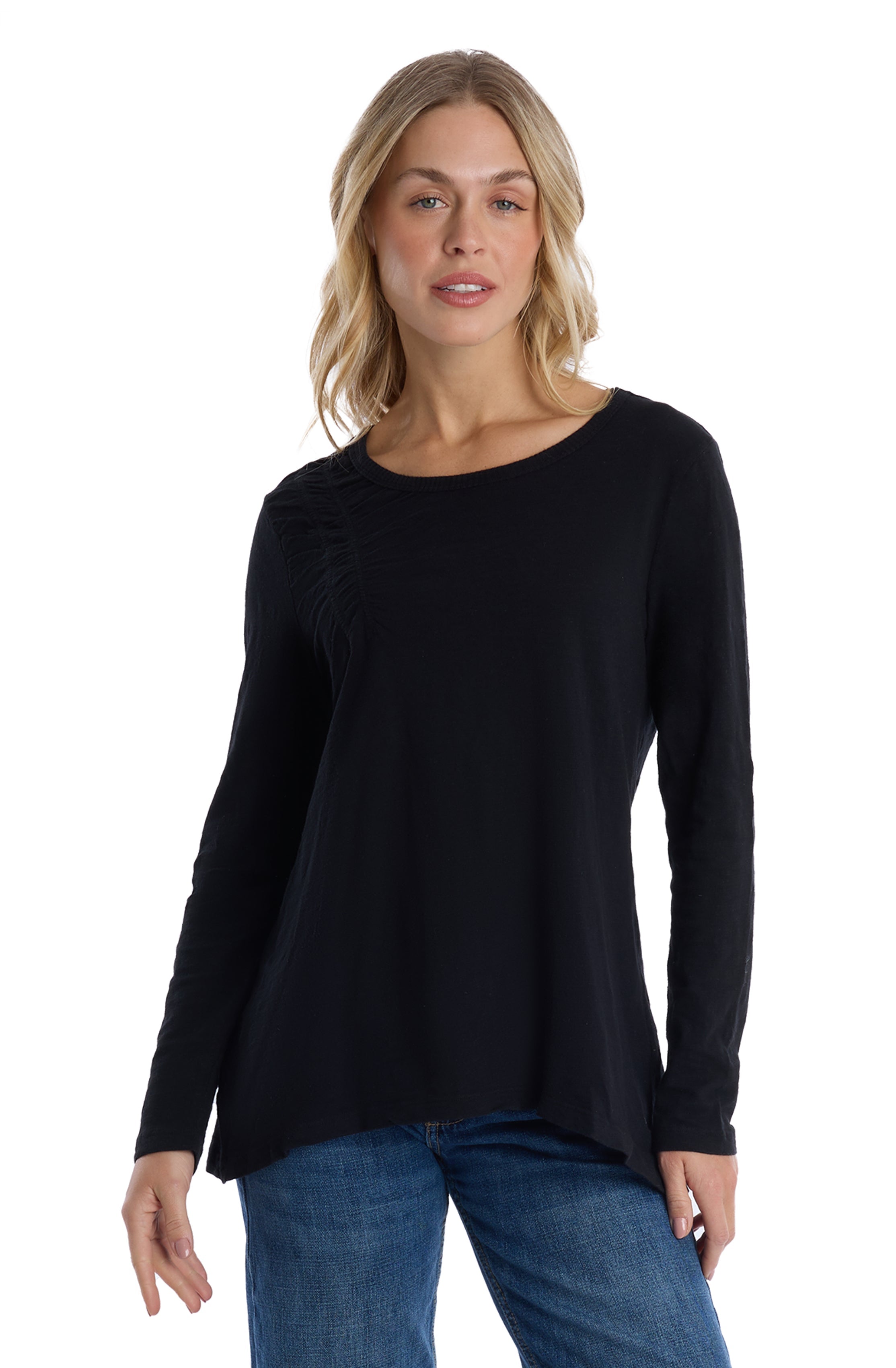 Wide Neck Long Sleeve Tee