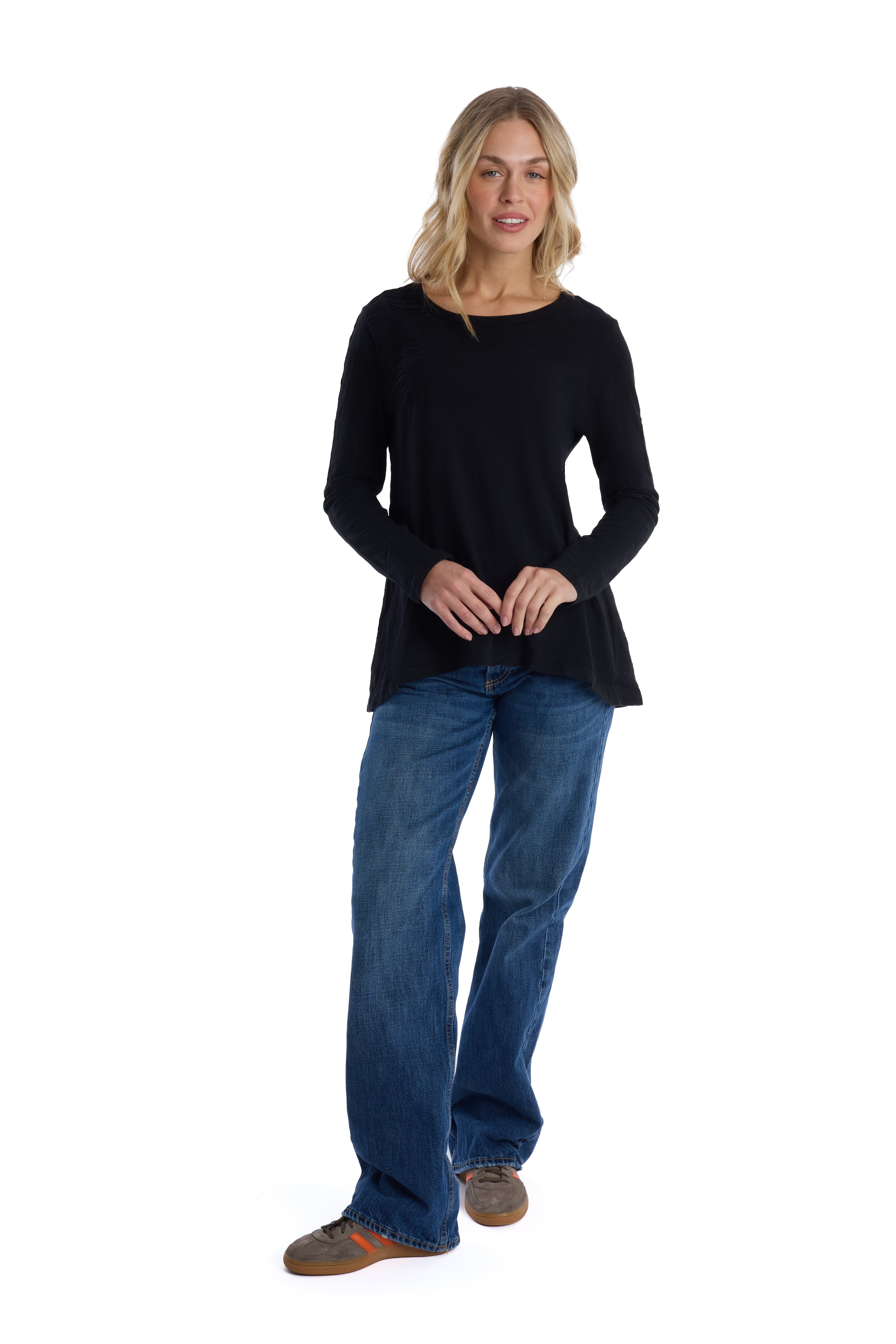Wide Neck Long Sleeve Tee