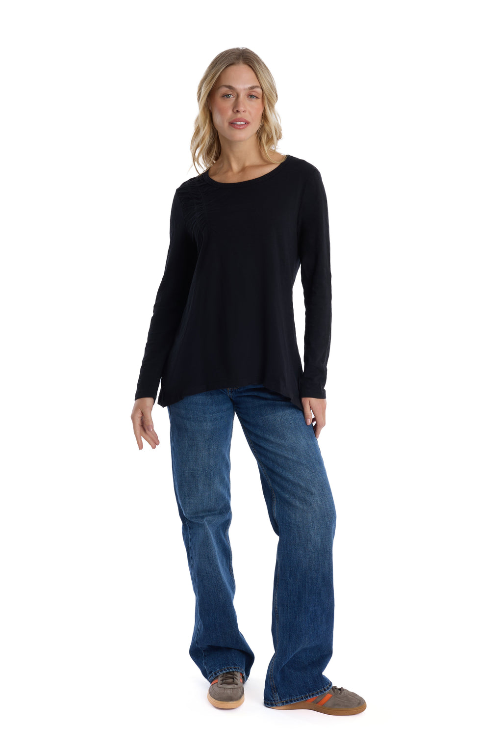 Wide Neck Long Sleeve Tee