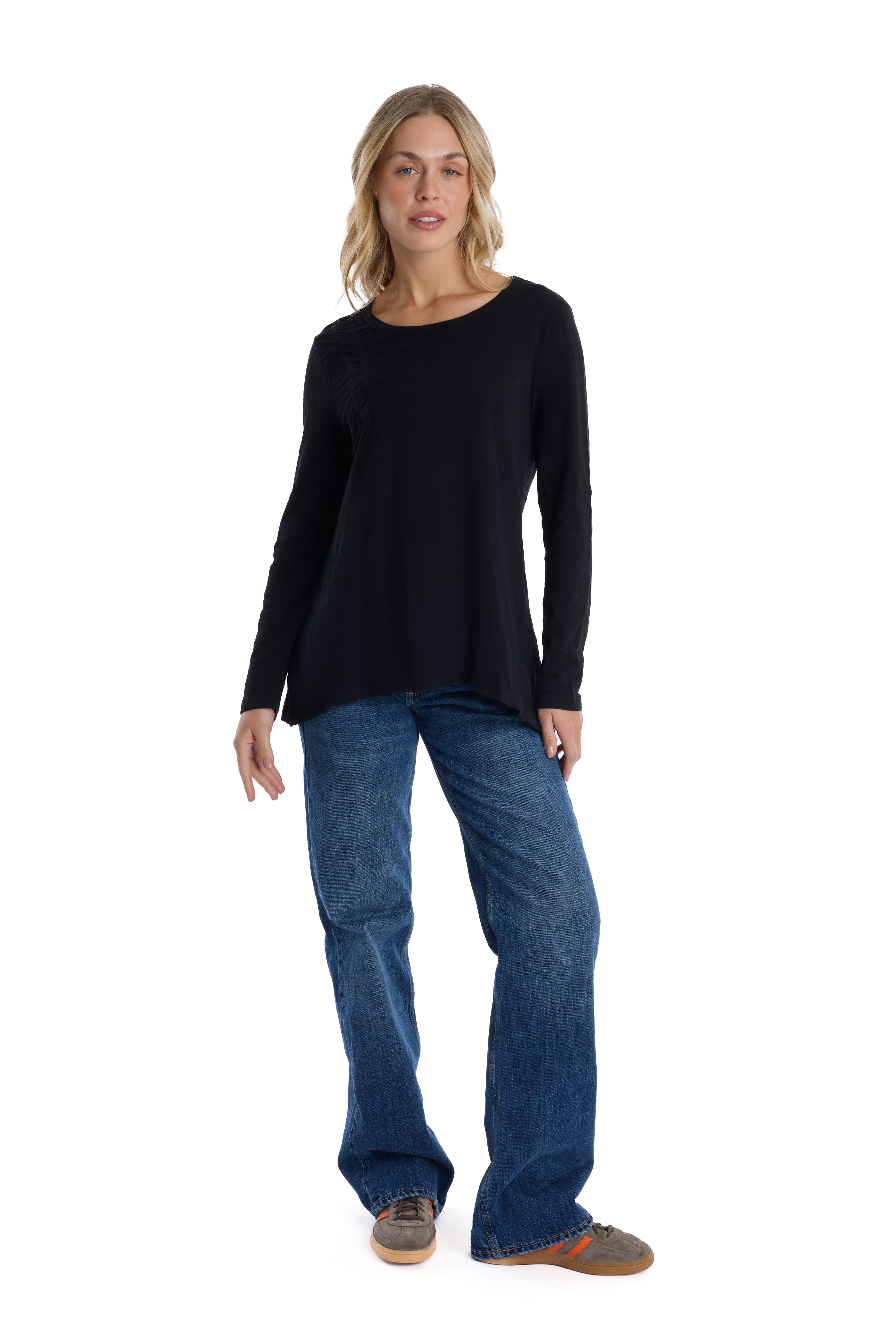 Wide Neck Long Sleeve Tee