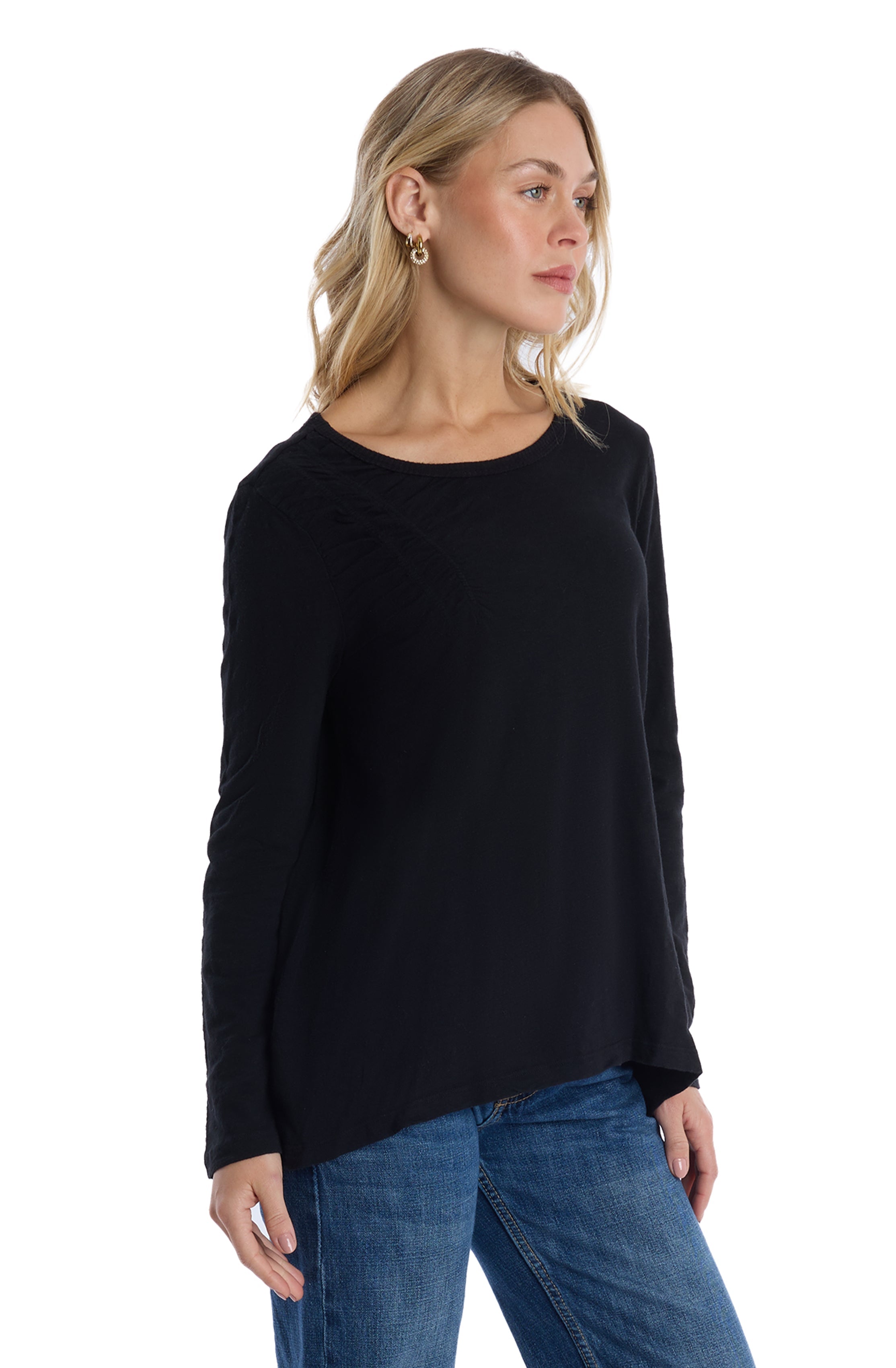Wide Neck Long Sleeve Tee