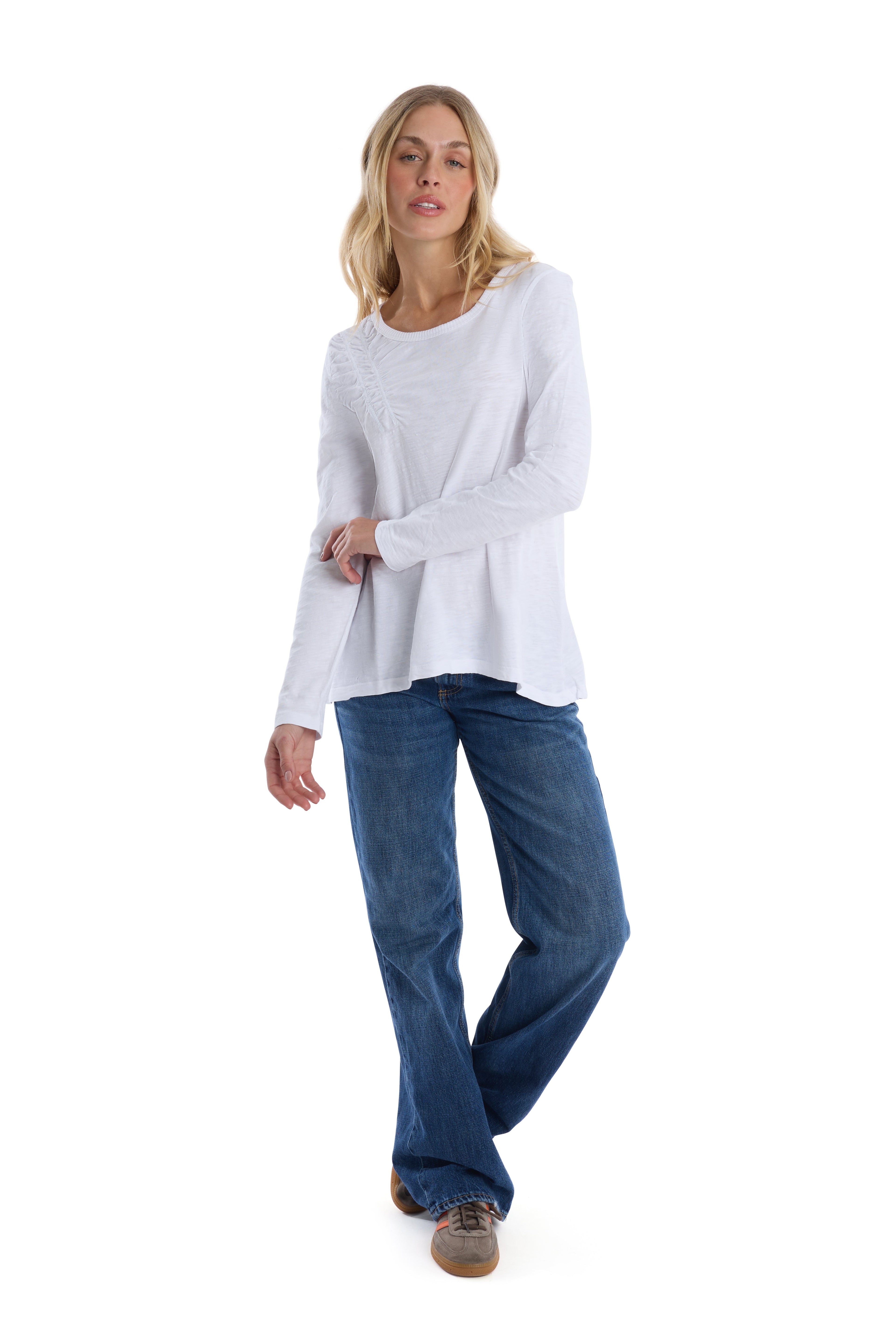 Wide Neck Long Sleeve Tee