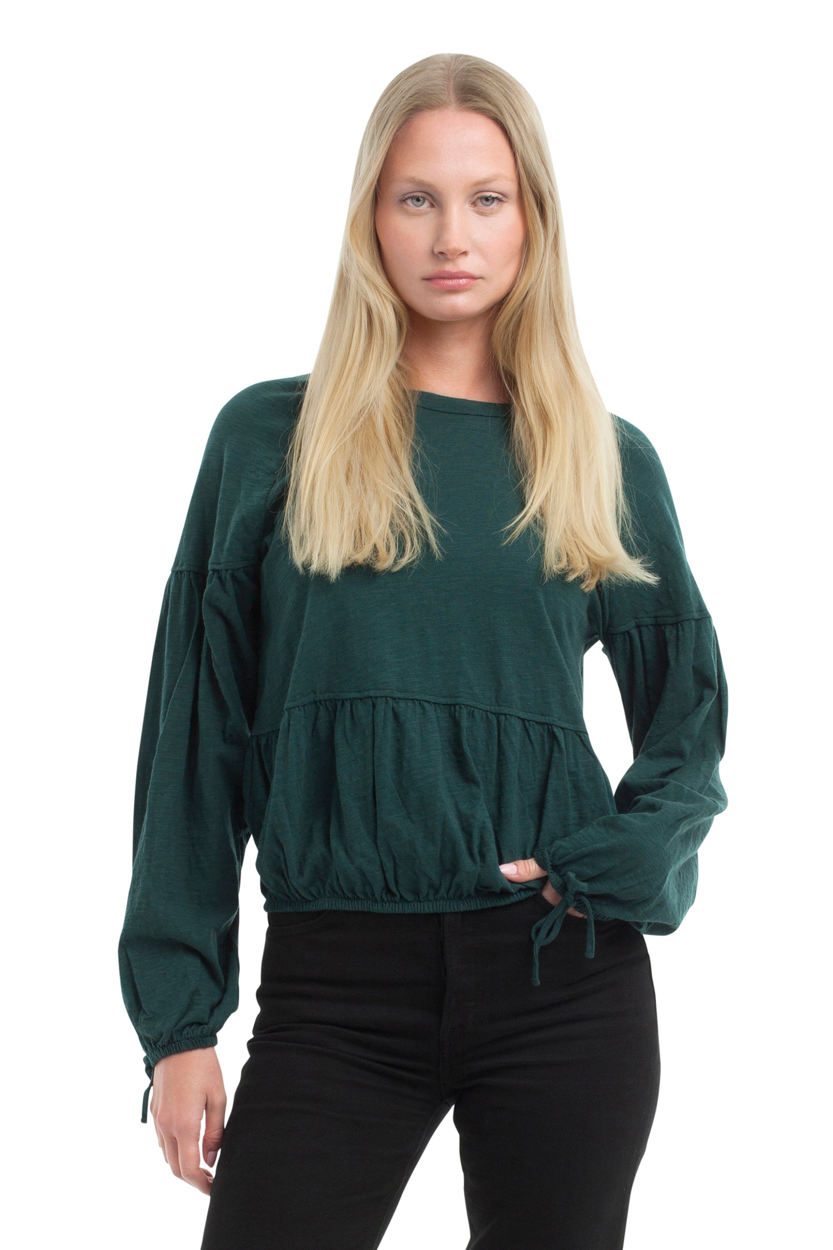 Shirred Elastic Hem Tee