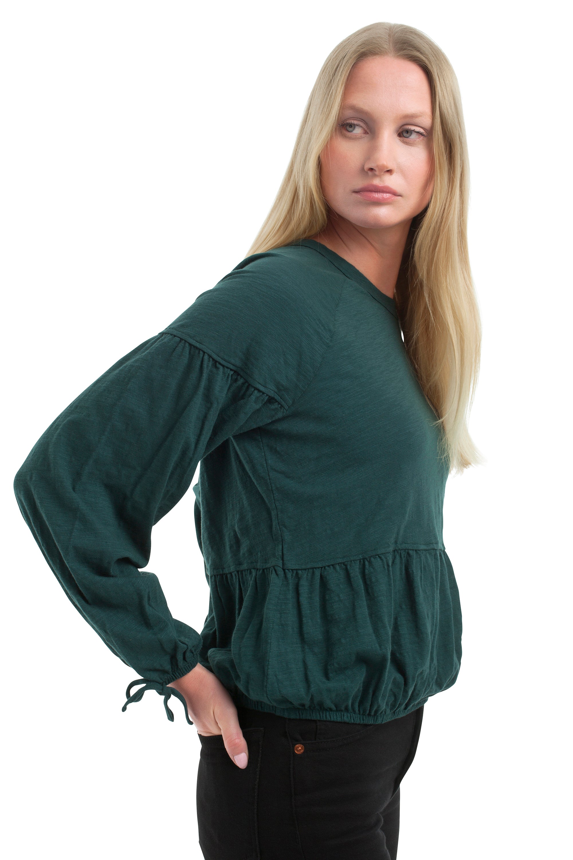 Shirred Elastic Hem Tee
