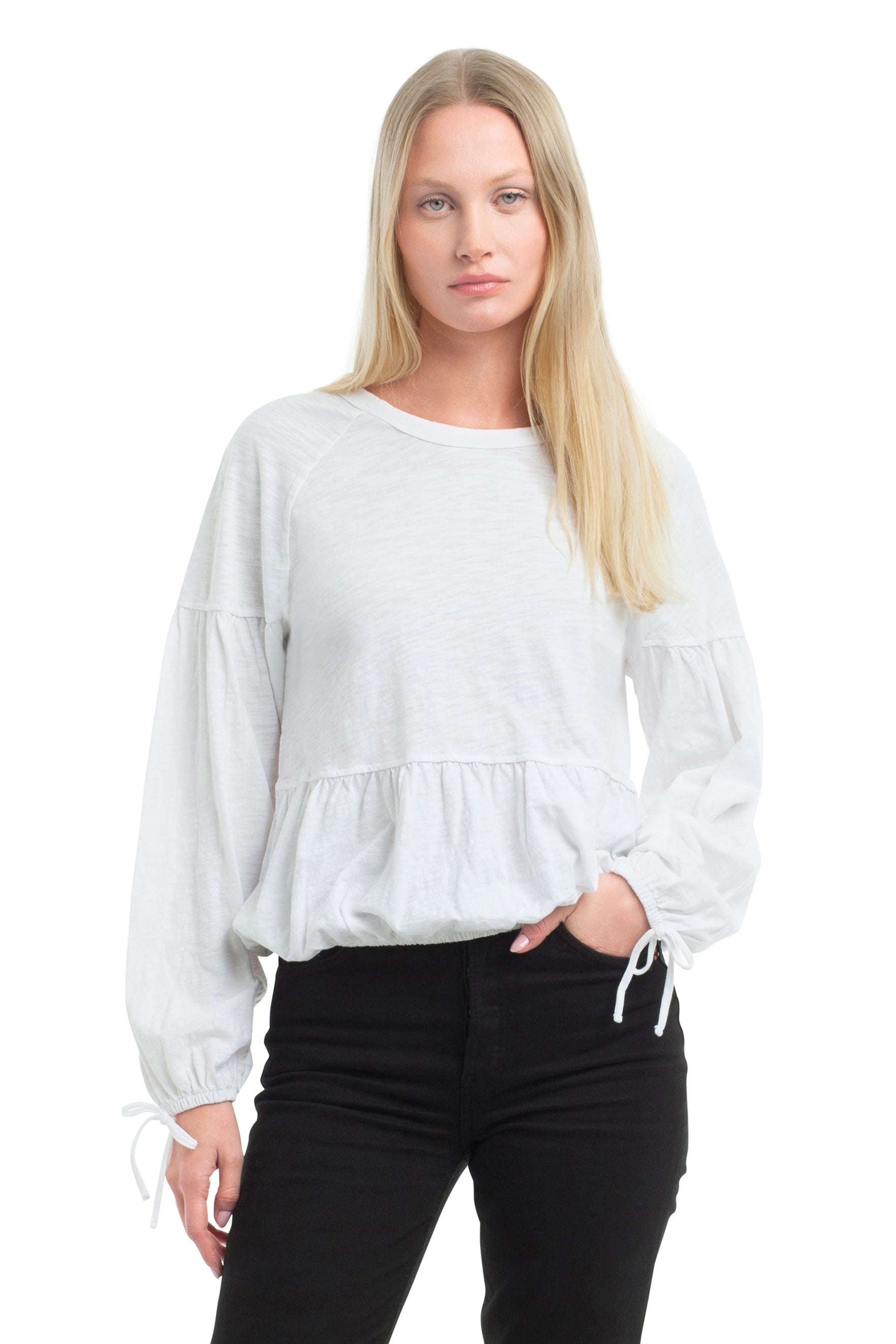 Shirred Elastic Hem Tee