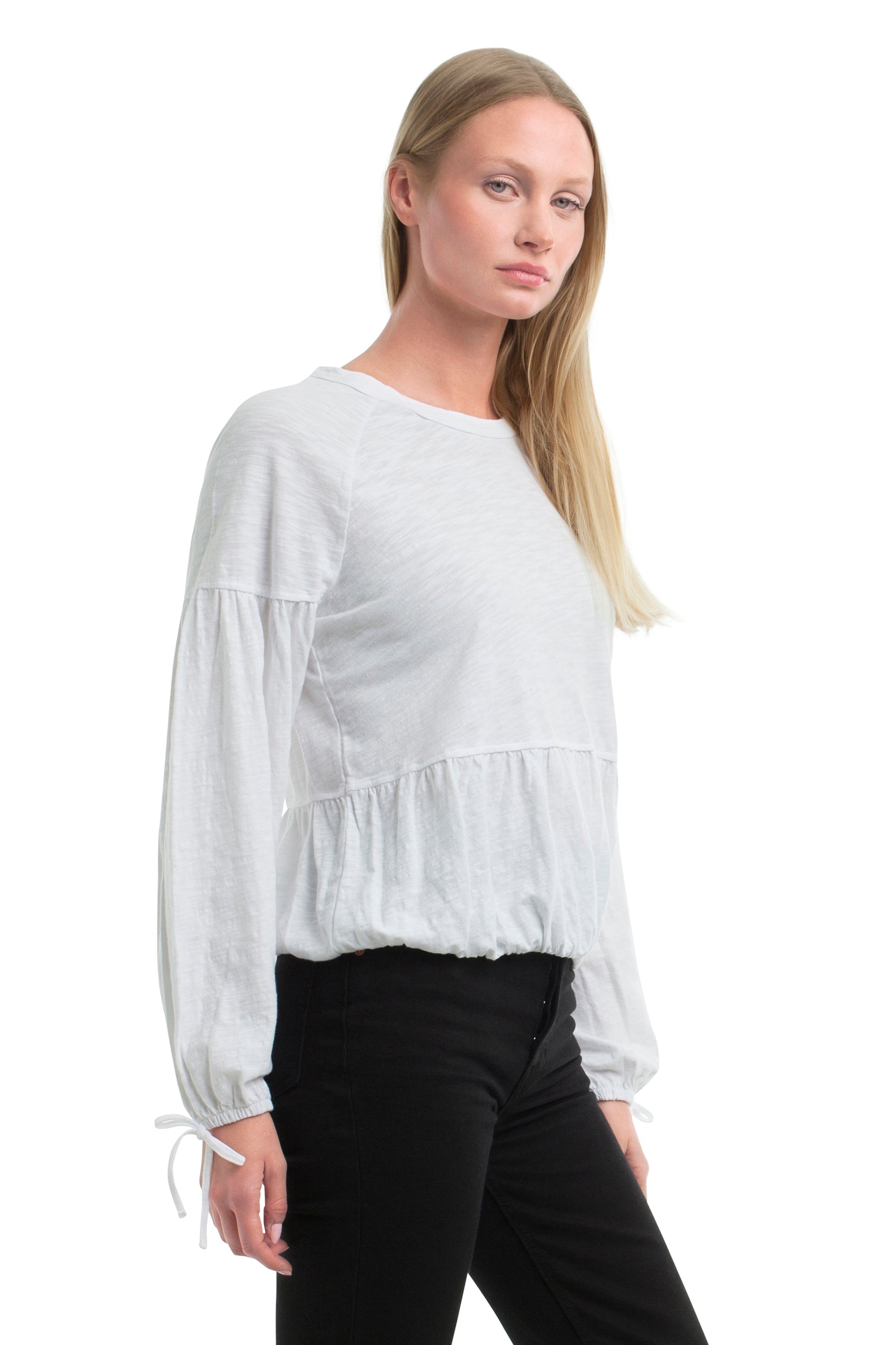 Shirred Elastic Hem Tee