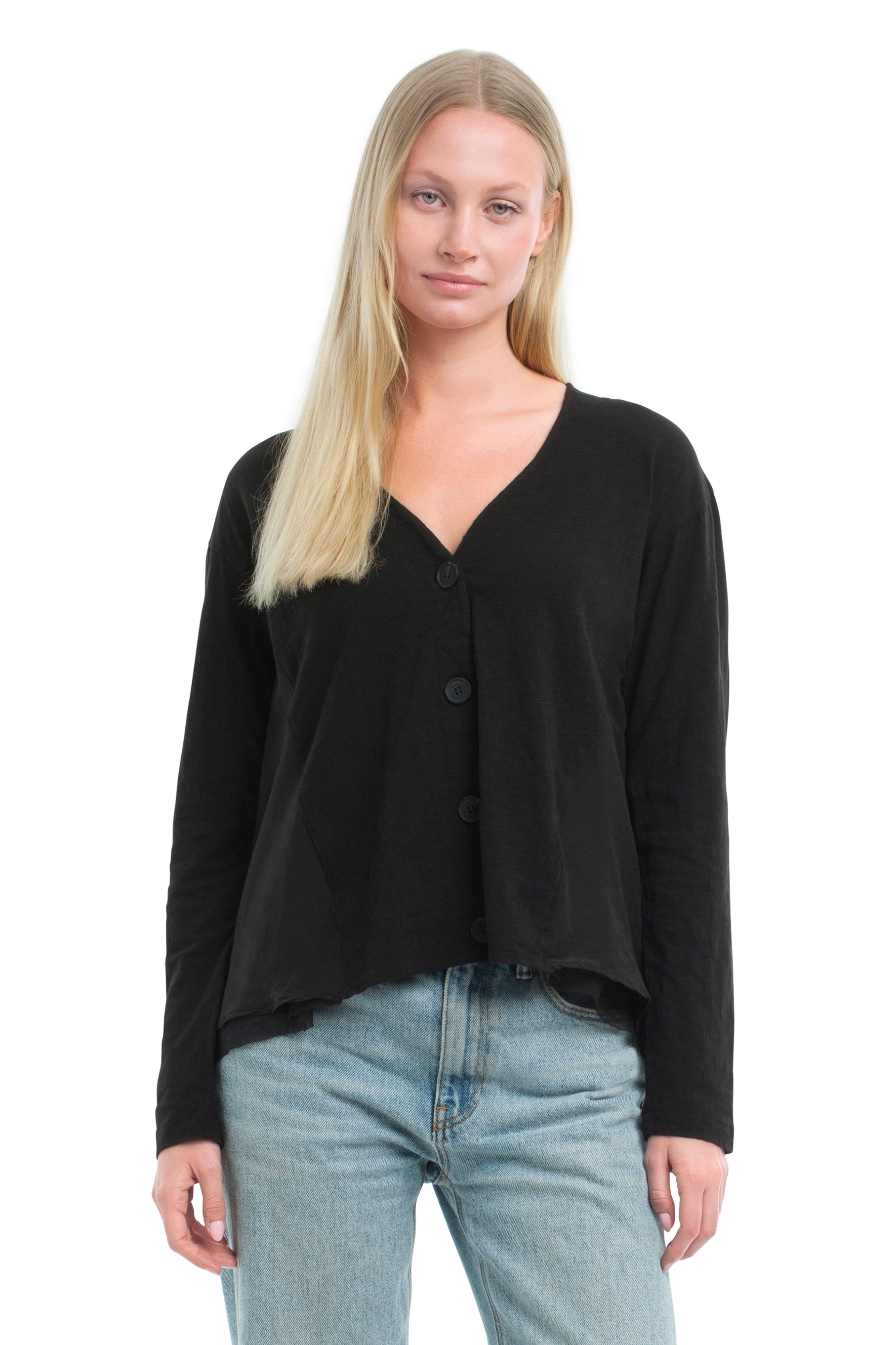 Button Front Mixed Cardigan