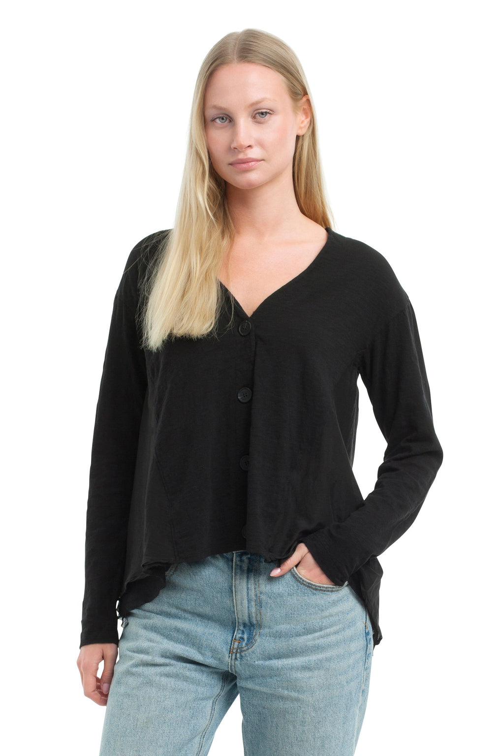 Button Front Mixed Cardigan