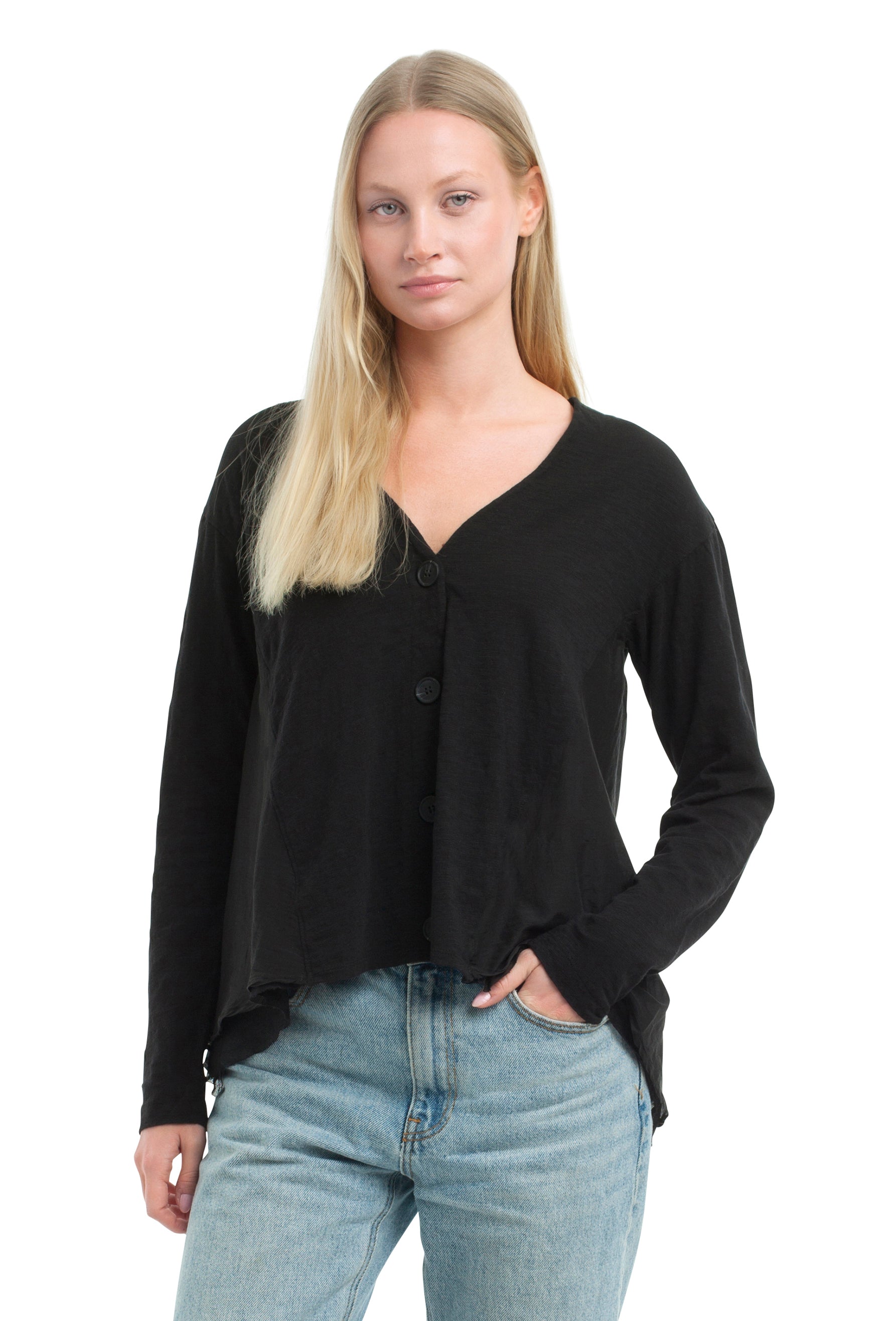 Button Front Mixed Cardigan