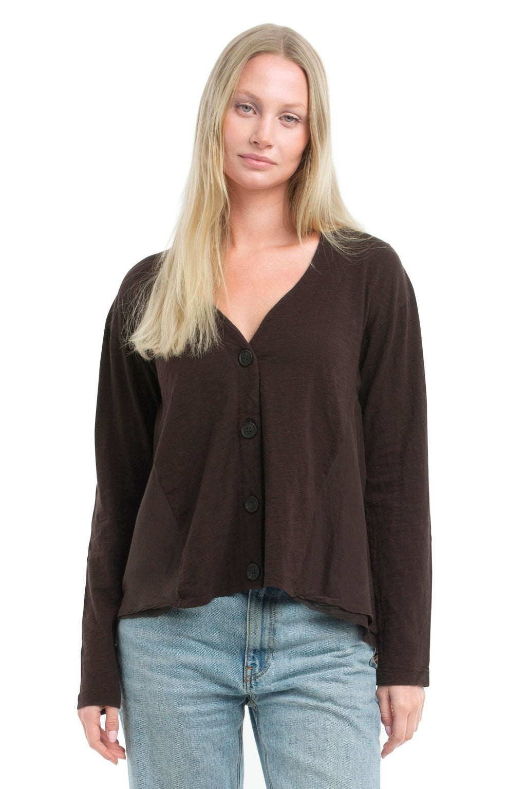 Button Front Mixed Cardigan
