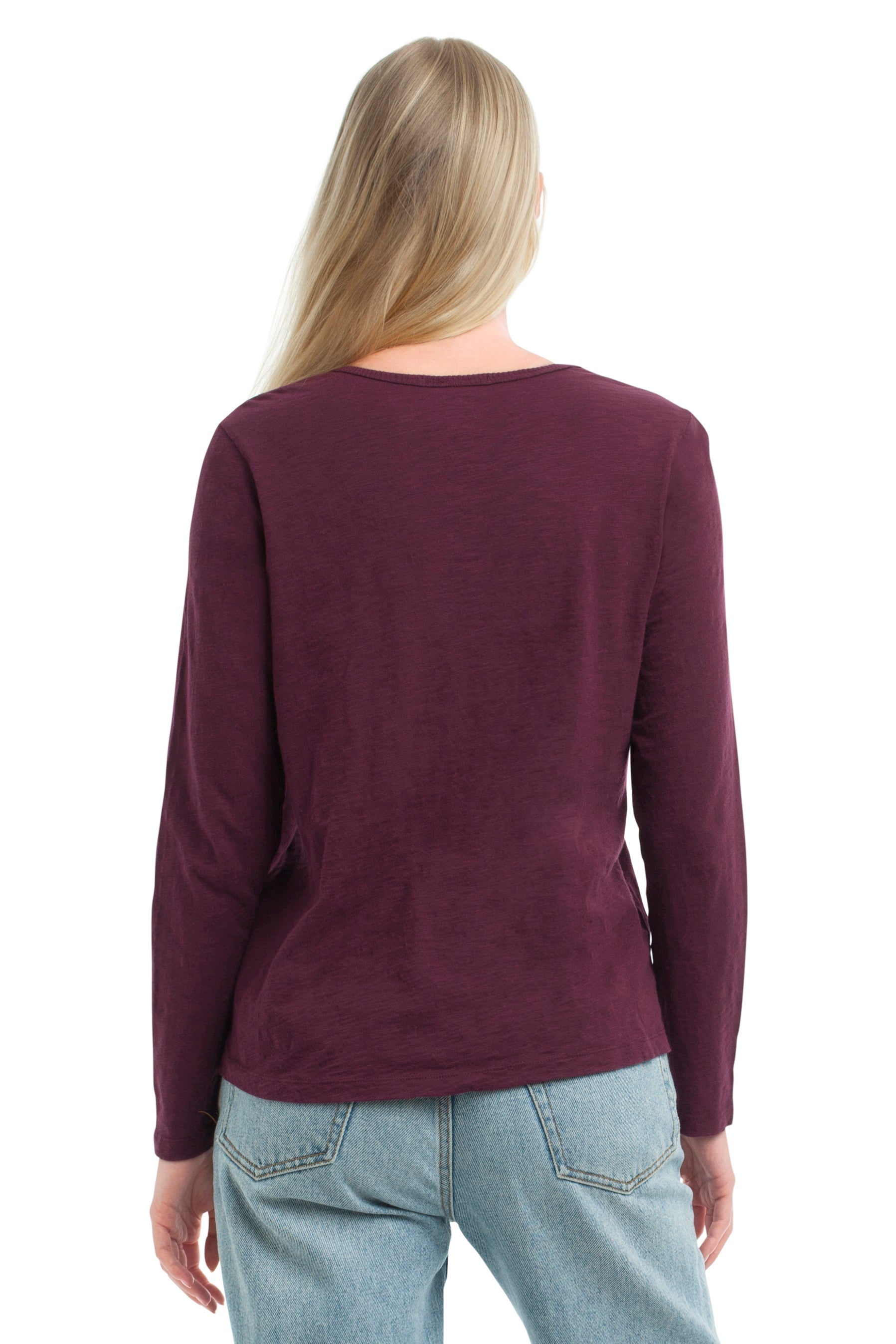 U Neck Button Placket Tee