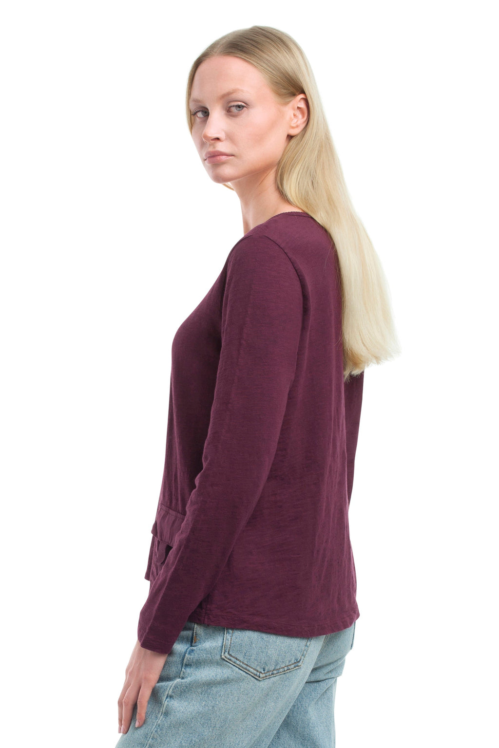 U Neck Button Placket Tee