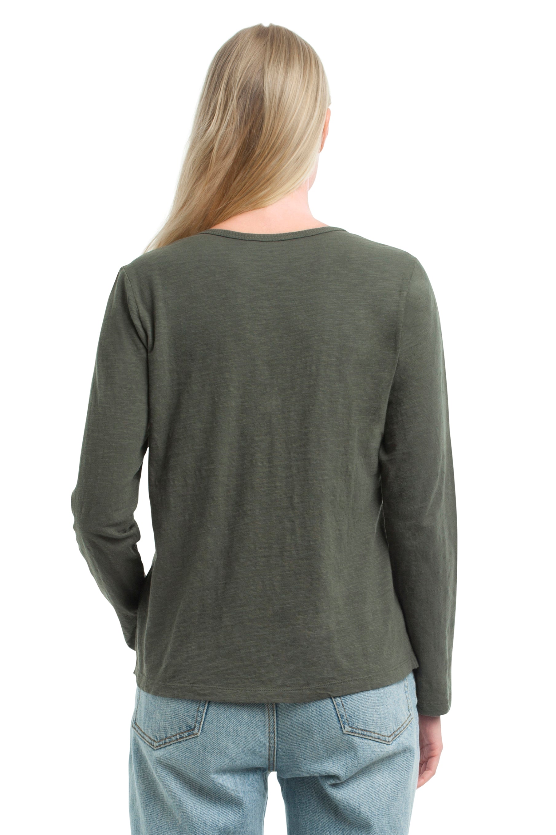 U Neck Button Placket Tee